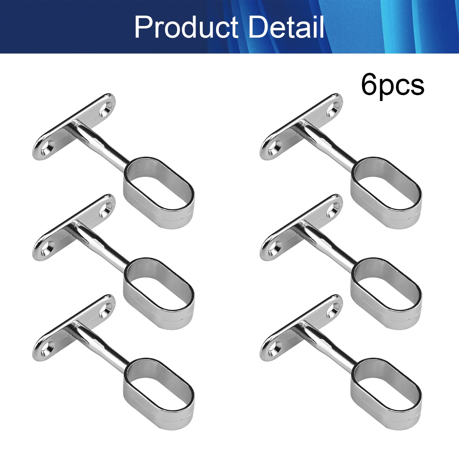 16x30mm Closet Rod Flange Holder - Heavy Duty Ceiling Wardrobe Bracket & Shower Curtain Rod Socket (6 Pack) - Perfect for Closet Organization & Bathroom Renovation Projects