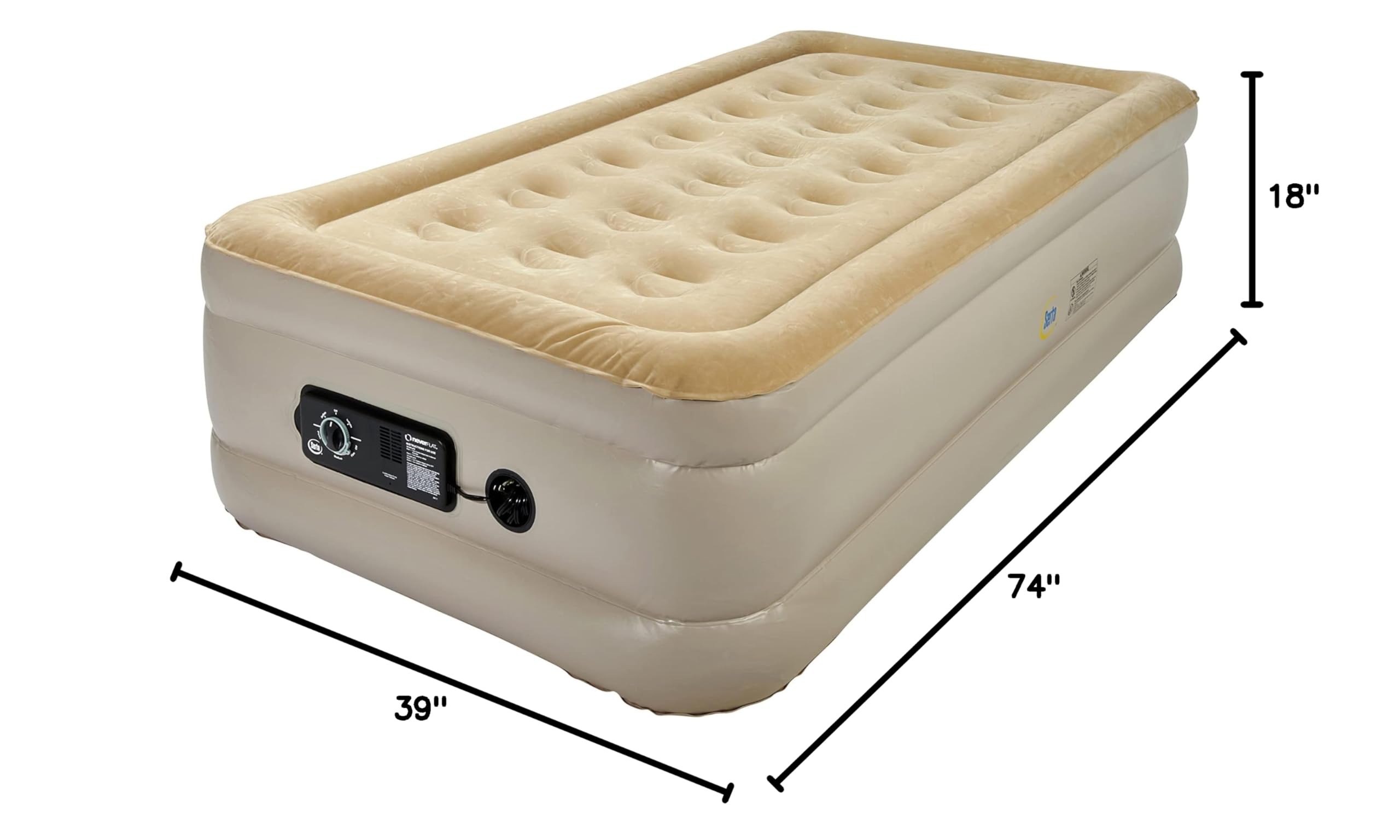 Serta Raised Air Mattress with Never Flat Pump - Luxury Inflatable Mattress with Built-in Air Pump for Comfortable Sleep | Heavy Duty Blow Up Bed with Self-Inflating Technology | Perfect for Camping, Guest Beds & Home Use