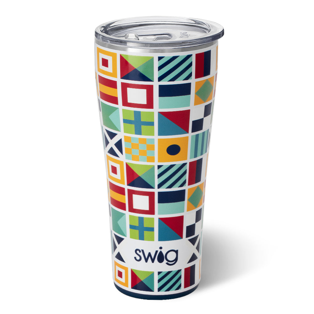 Nauti Girl 32oz Tumbler - Insulated Stainless Steel Cup with Lid & Straw - Perfect for Beach, Boating & Outdoor Adventures