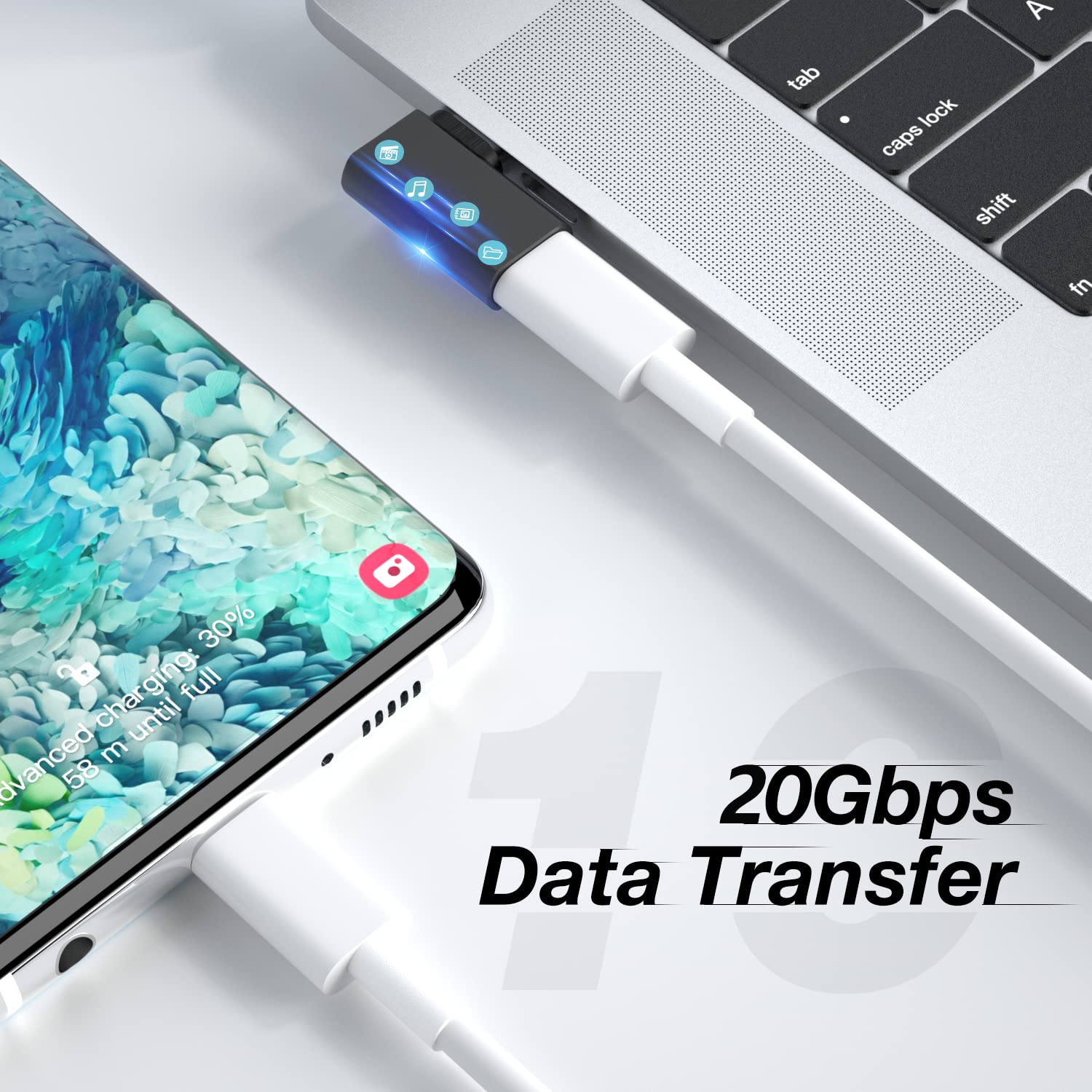 4-Pack USB C Right Angle Adapter 90 Degree - 100W Fast Charging & 20Gbps Data Transfer - USB C Male to Female Extender for iPhone 15/MacBook/iPad/Samsung Galaxy S24 - Perfect for Gaming on Steam Deck OLED/Nintendo Switch/ROG Ally & Workspace Cable Management