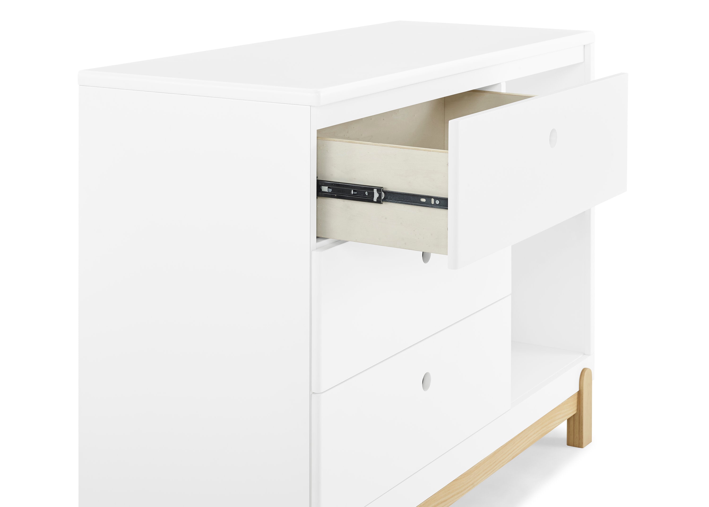 Poppy 3 Drawer Dresser with Cubbies - Modern Wooden Storage Cabinet for Bedroom, Nursery & Kids Room Organization - Perfect for Clothes, Toys & Accessories