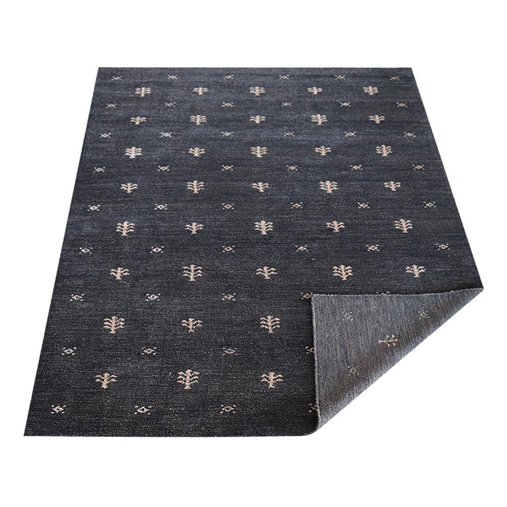 Handmade Ebony Wool Hand-Knotted Rug - Traditional Persian Design for Living Room, Bedroom & Home Decor