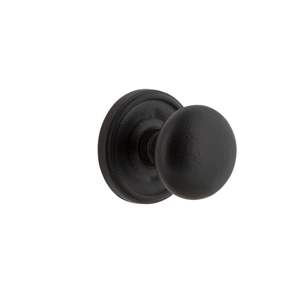 Black Iron Ageless Iron Loch Rosette Passage Door Knob Set - Universal Handing for Interior Doors, Bedrooms & Closets