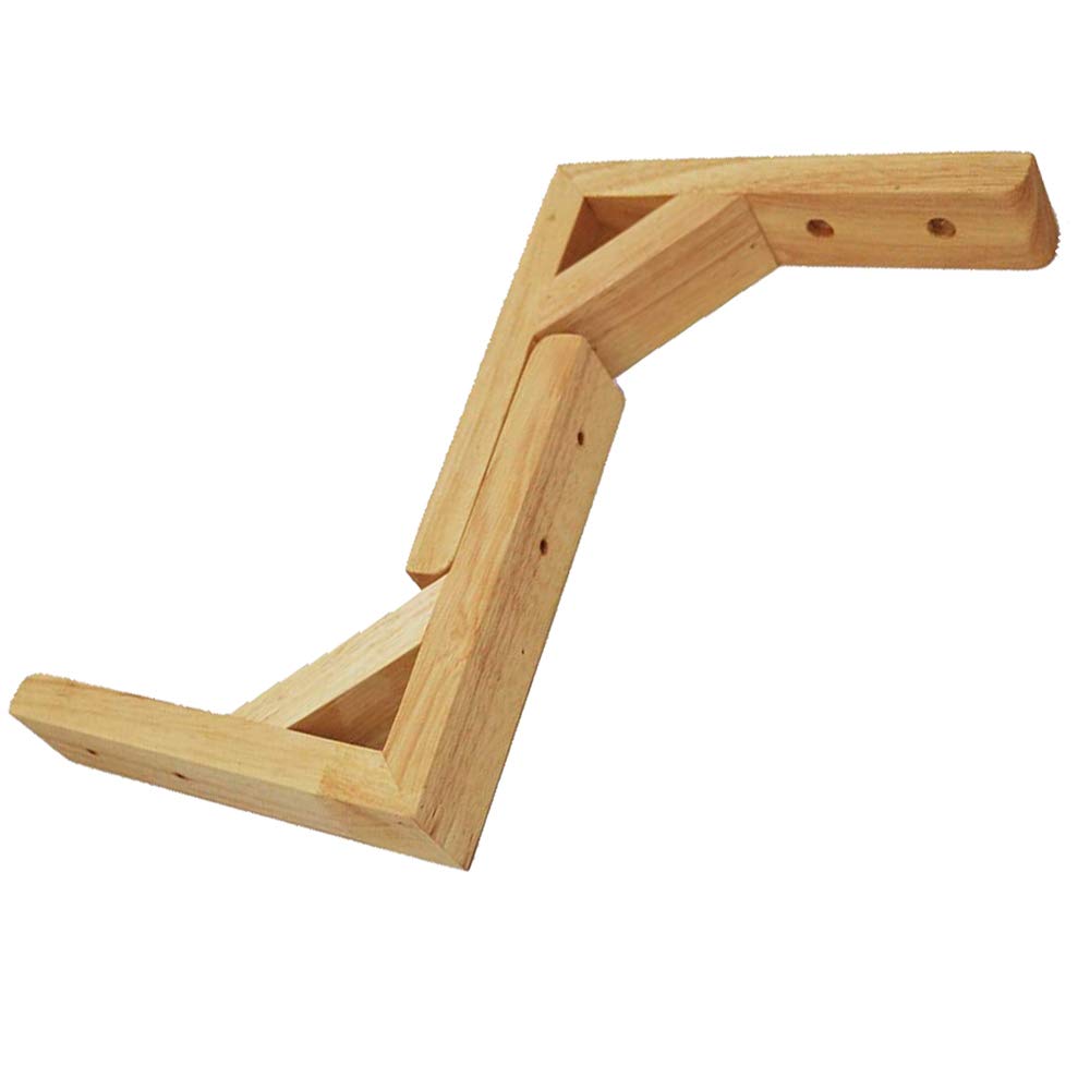 Heavy Duty KUWD 2-Pack Wooden Triangle Shelf Brackets - Wall Mounted Floating Shelf Supports, Right Angle Gallows Brackets for Home & Office Storage Organization