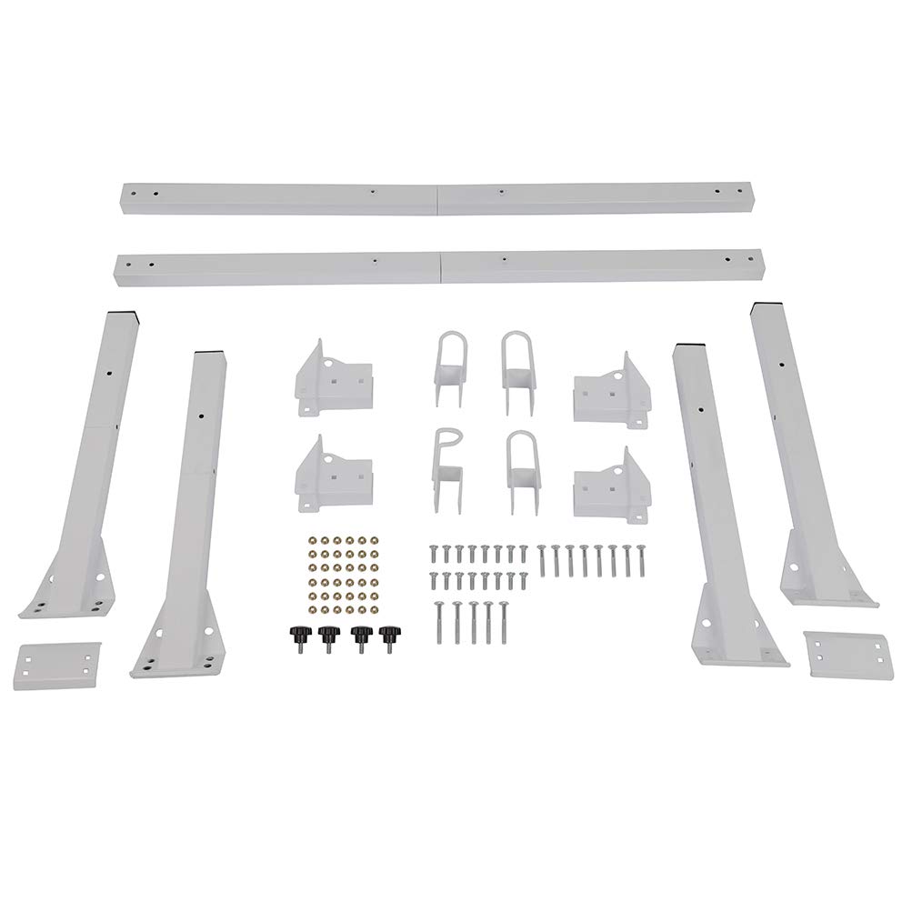 ECCPP Adjustable Heavy-Duty Steel Van Ladder Rack - 2 Bars Roof Rack for 96-18 Chevy Express with Rain Gutters - 700Lb Capacity Universal Pickup Truck Ladder Rack for Lumber & Utility - Perfect for Construction, Roofing & Cargo Transport
