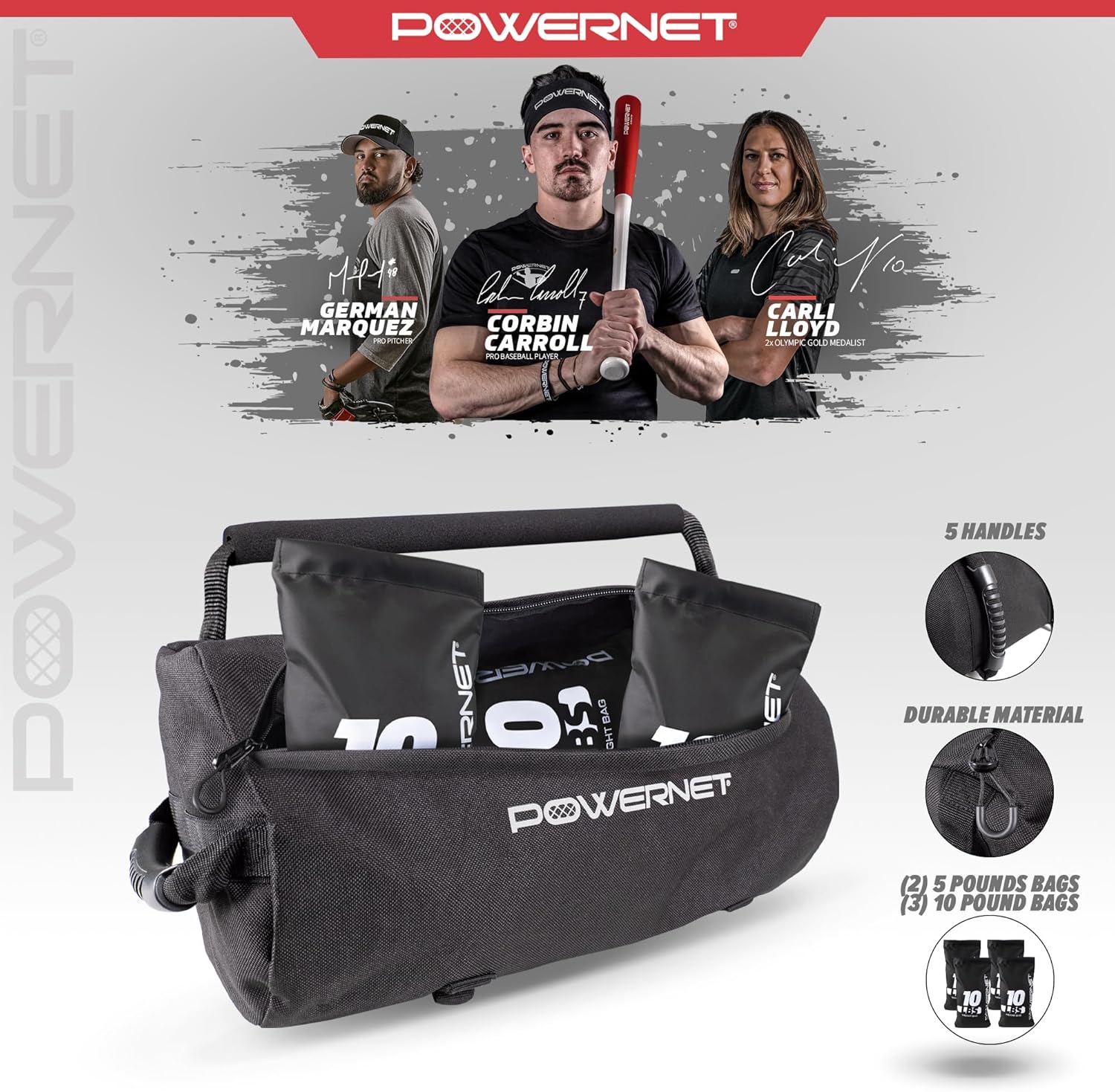 Powernet Powerpro Sandbag - Heavy Duty Workout & Fitness Training Equipment for CrossFit, Strength Training, and Home Gym Use
