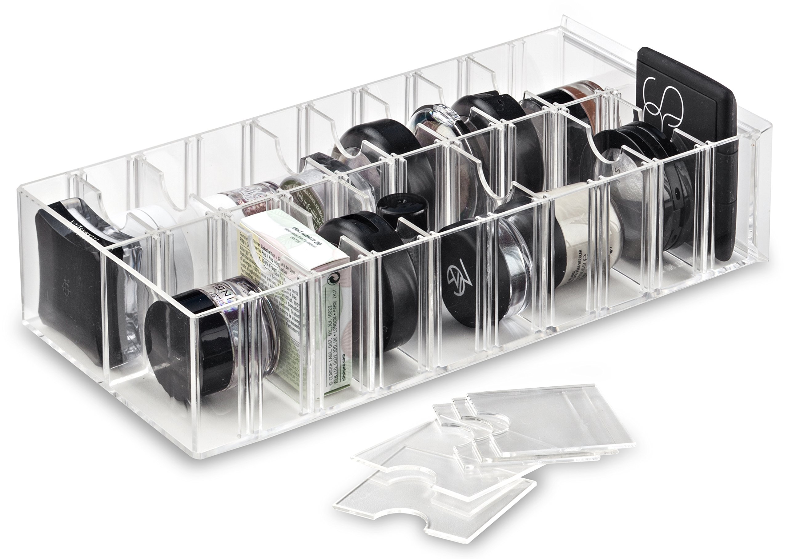 byAlegory Acrylic Makeup Organizer Tower with Removable Dividers - 20 Compartment Cosmetic Storage Container for Vanity Desk or Drawer | Clear Acrylic Beauty Organizer for Lipsticks, Brushes & Skincare Products | Perfect for Bedroom, Bathroom & Travel Makeup Storage