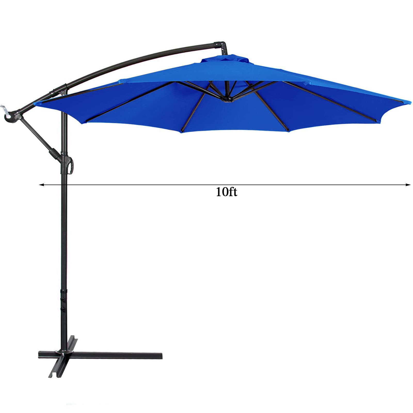 WUHNGD 10ft Replacement Canopy for Patio Umbrella - 8 Ribs Outdoor Umbrella Top Cover, Tan & Navy Blue (Canopy Only) - Perfect for Market Tables, Deck Chairs, and Backyard Lounging