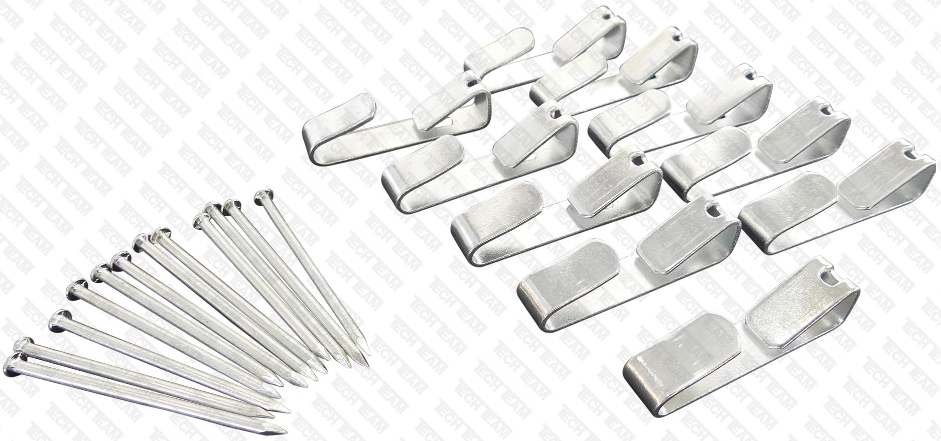 Wall Hook Picture Hanger - 75 lb Heavy Duty Hooks for Hanging Pictures, Mirrors & Wall Decor - Includes 10 Hooks & Hardware Kit by Tech Team - Perfect for Living Room, Bedroom & Office Decor Organization