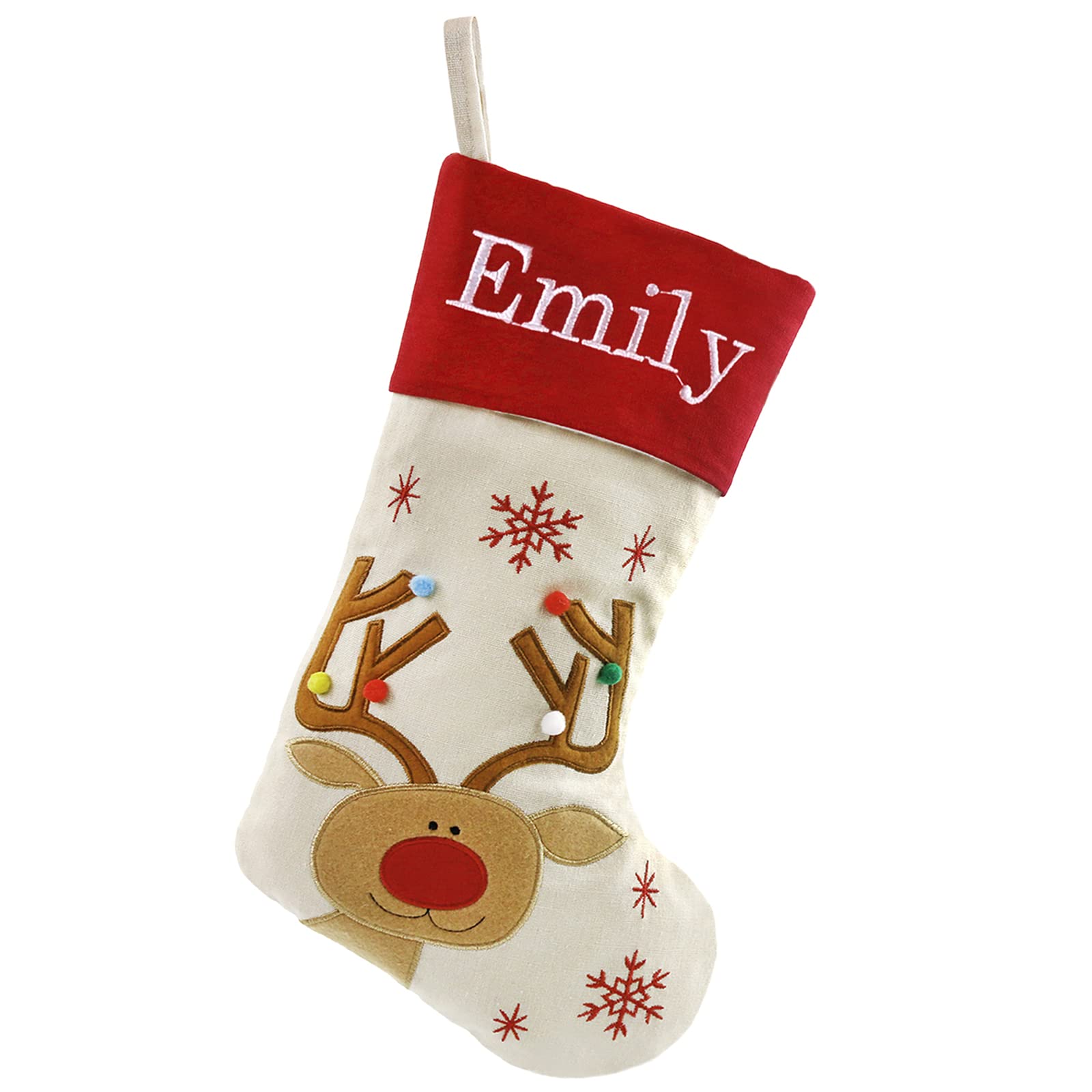 WEWILL Express 18'' Personalized Christmas Stockings with Elk Embroidery - Custom Holiday Gifts for Family & Kids | Perfect for Fireplace Decor, Christmas Tree Hanging & Festive Home Decoration