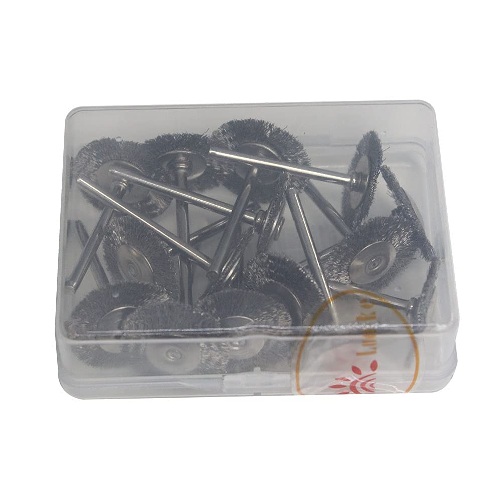 15 Pcs T-Shaped Stainless Steel Wire Brush Wheels - 1/8