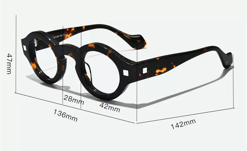 Stylish Unisex Black Acetate Round Eyeglasses L2036 - Perfect for Work, Reading & Fashion Accessories