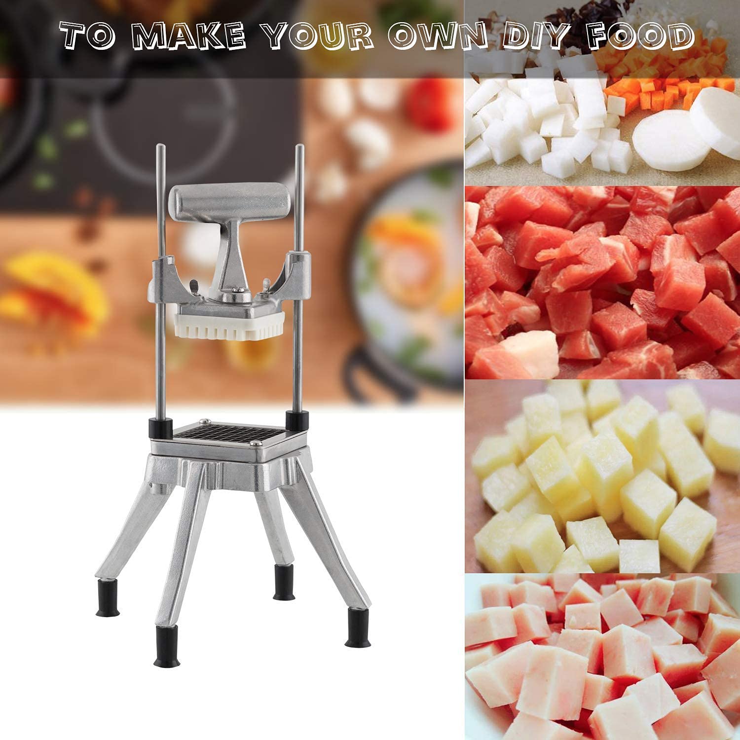 Commercial Vegetable Dicer - 3 Stainless Steel Blades (1/2