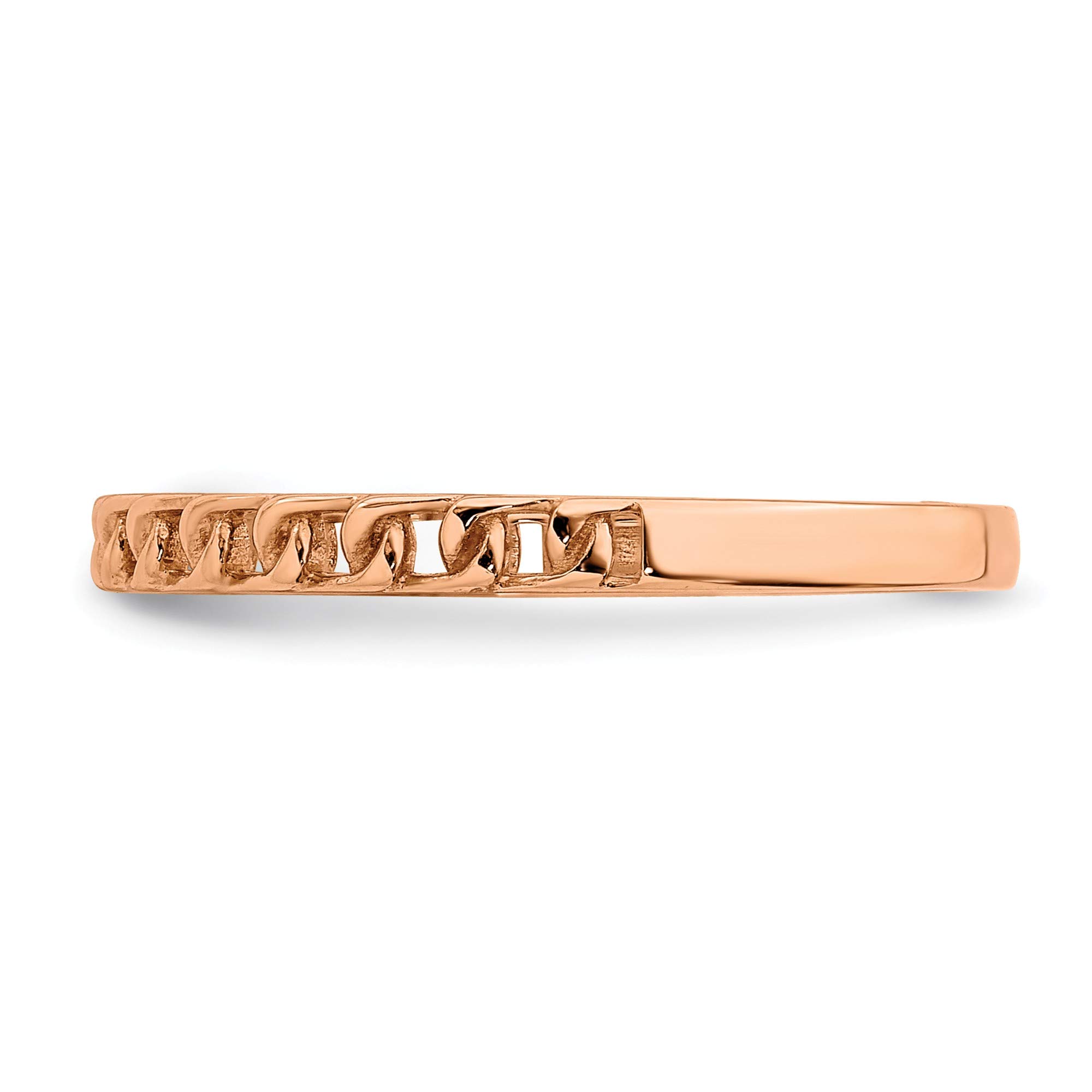 14K Rose Gold Link Chain Ring for Women - Size 7, Dainty Minimalist Jewelry Gift for Her - Perfect for Anniversary, Valentine's Day & Everyday Wear