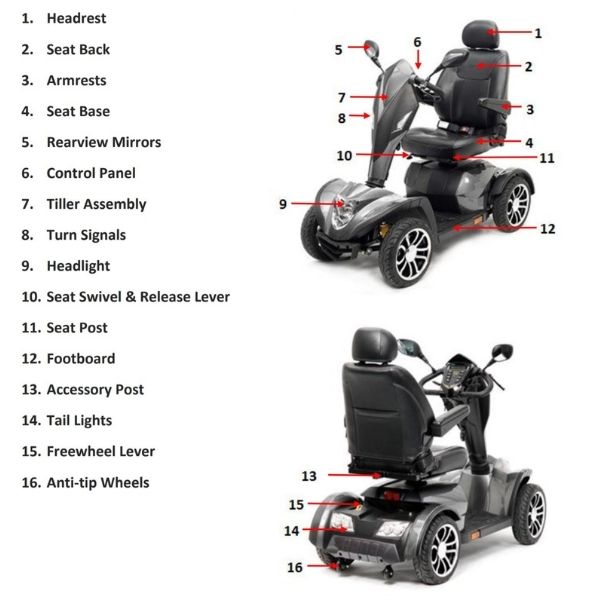 Drive Medical Cobra GT4 Heavy Duty Power Scooter - 4-Wheel Mobility Scooter for Adults, 300 lb Weight Capacity - Ideal for Outdoor & Indoor Use, Shopping, Travel & Daily Mobility Assistance