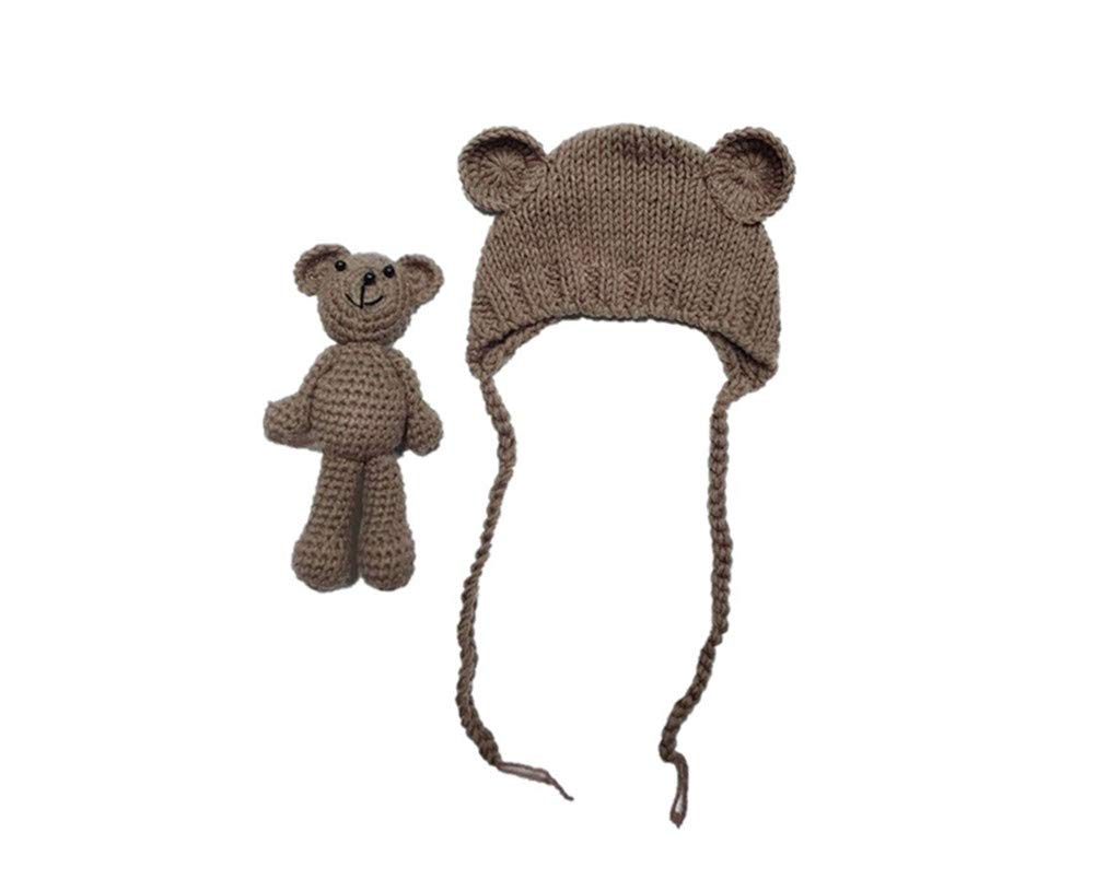 Adorable Newborn Baby Bear Hat Beanie with Matching Doll - Soft & Warm Photography Accessories for Boys & Girls - Perfect for Newborn Photo Shoots, Baby Showers & Winter Outfits