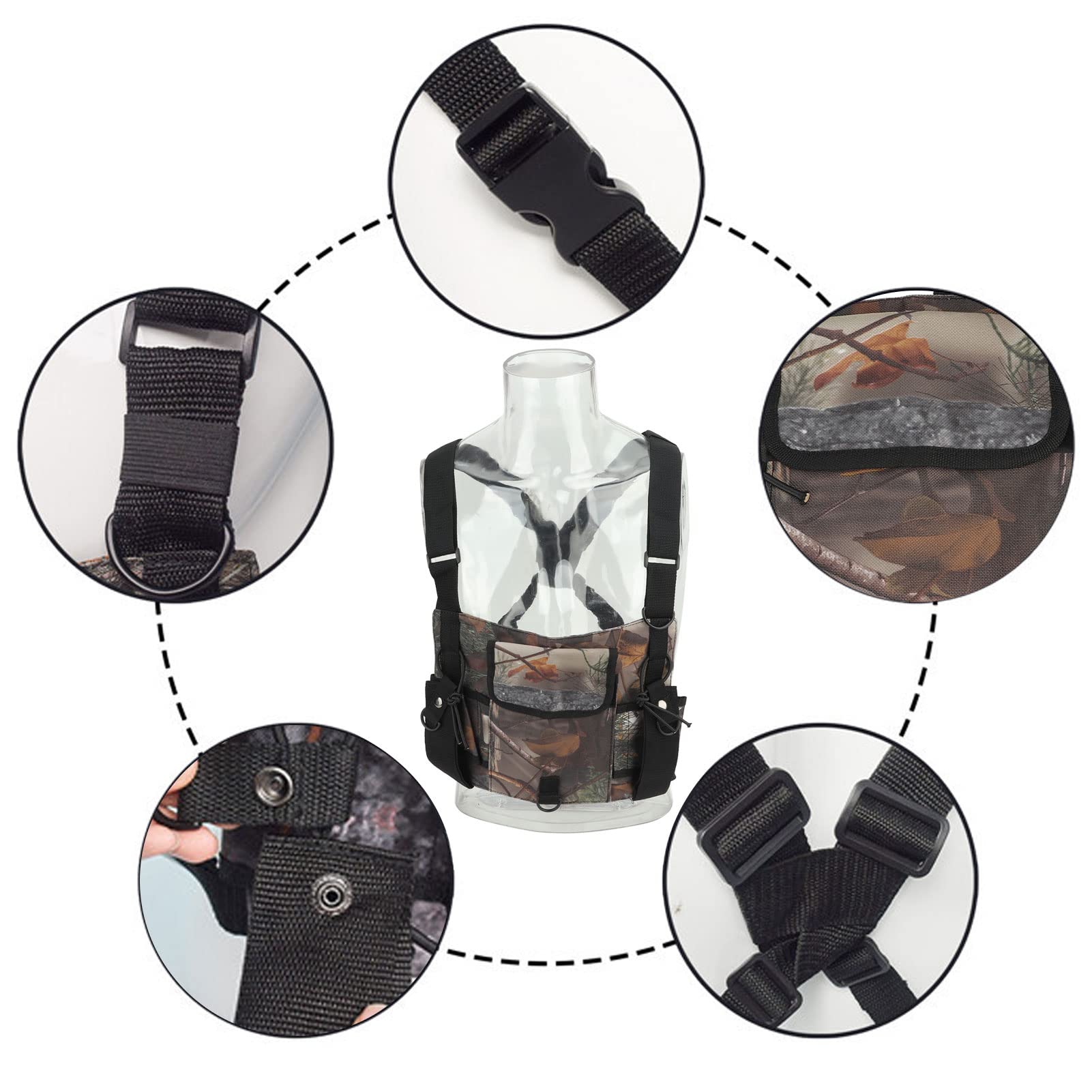 Adjustable Radio Chest Harness Front Pack - Shoulder Holster for Two-Way Radios & Walkie Talkies - Perfect for Construction, Hiking, Security & Outdoor Activities
