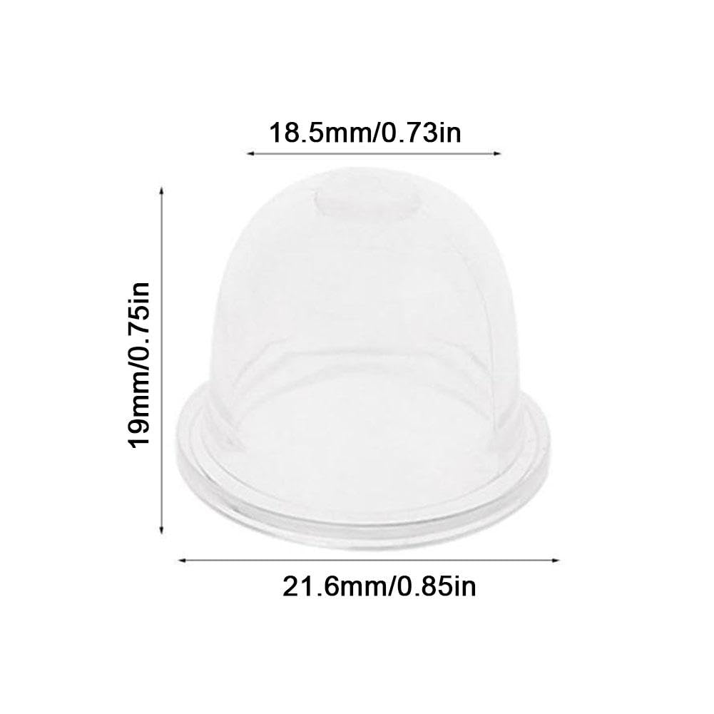 10 Pack Clear Carburetor Oil Bubbles with Rubber Caps - Universal Small Oil Cup Replacement for Lawn Mowers, Gardening Tools & Small Engines - Durable Fuel Pump Oil Reservoir for Carburetor Maintenance & Engine Repair