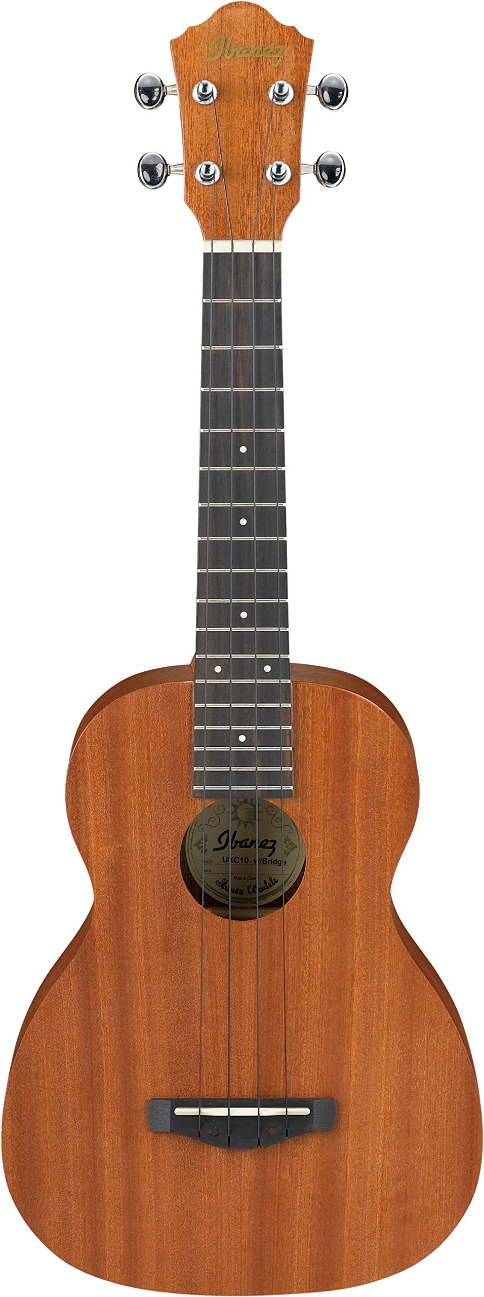 Ibanez UKC10 4-String Concert Ukulele Right-Handed Natural Wood Acoustic Instrument for Beginners, Travel, Beach & Outdoor Performances