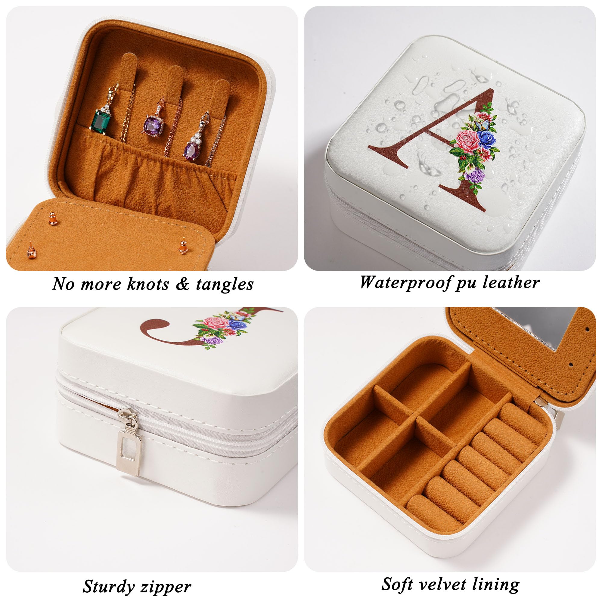 Personalized Monogram Jewelry Box for Women - Elegant Travel Jewelry Organizer Case with Initials, Perfect Birthday Gift for Mom & Grandma | Great for Travel, Home Storage & Special Occasions