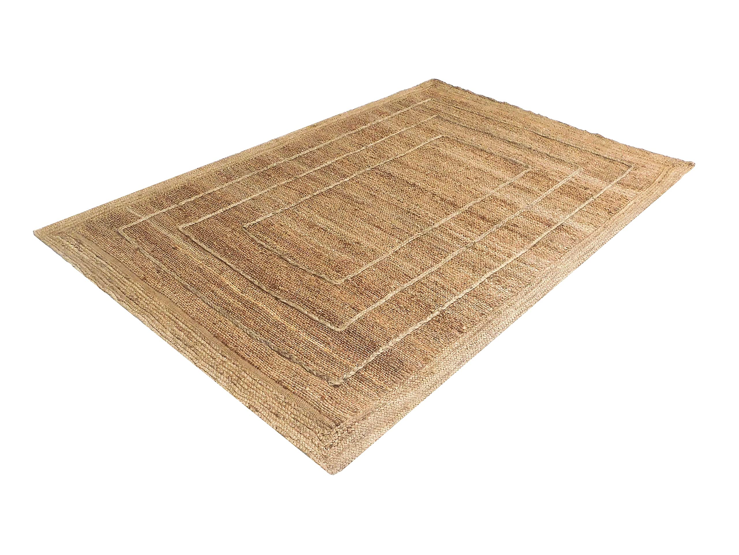 Abani Natural Jute Fiber Textured Rectangle Area Rug 8x10 - Eco-Friendly Boho Coastal Woven Rug for Living Room, Bedroom & Home Decor | Soft, Durable & Stylish Floor Mat