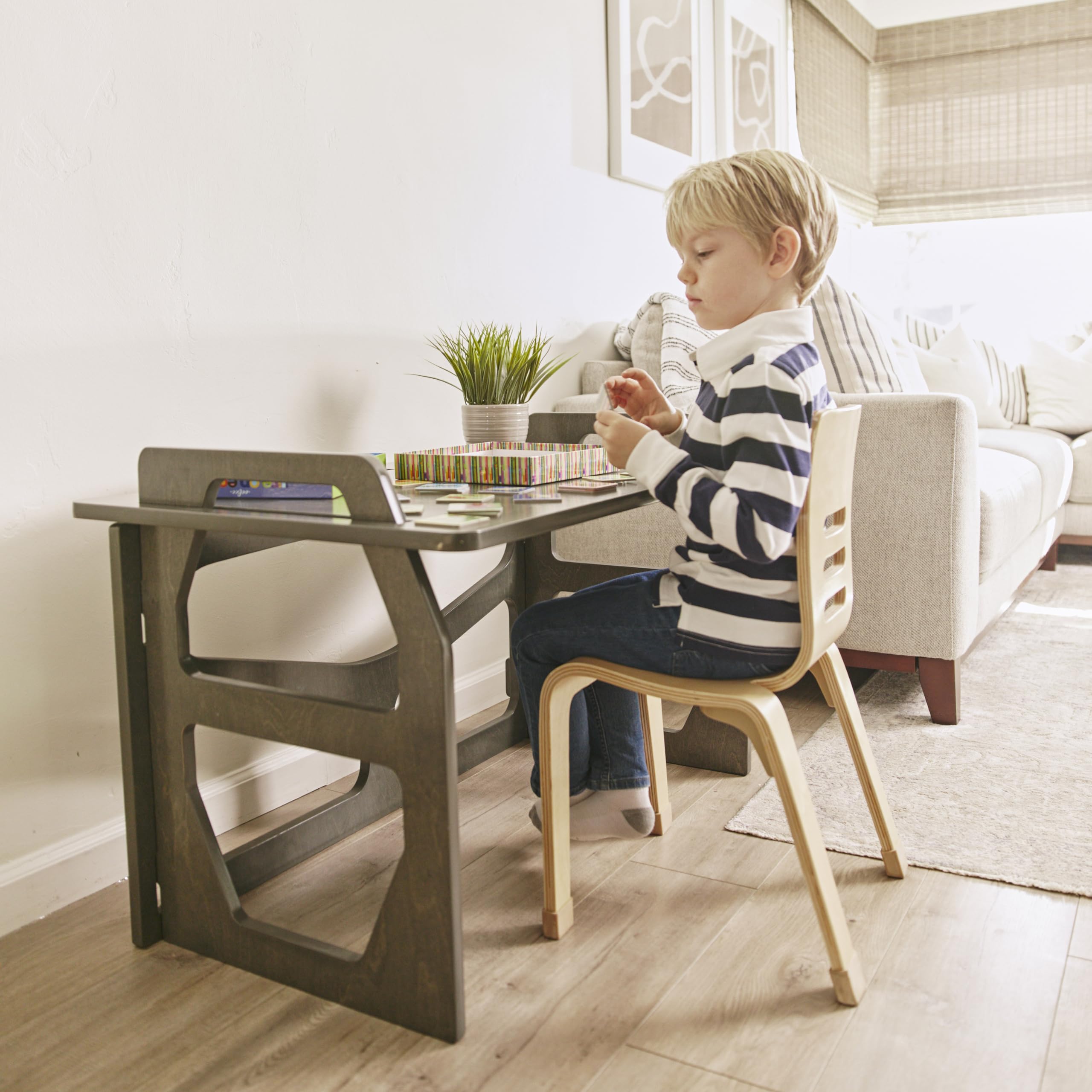 ECR4Kids StudyStation Desk - Adjustable Kids Furniture for Home & Classroom, Grey Wash - Perfect for Homework, Reading & Learning Activities