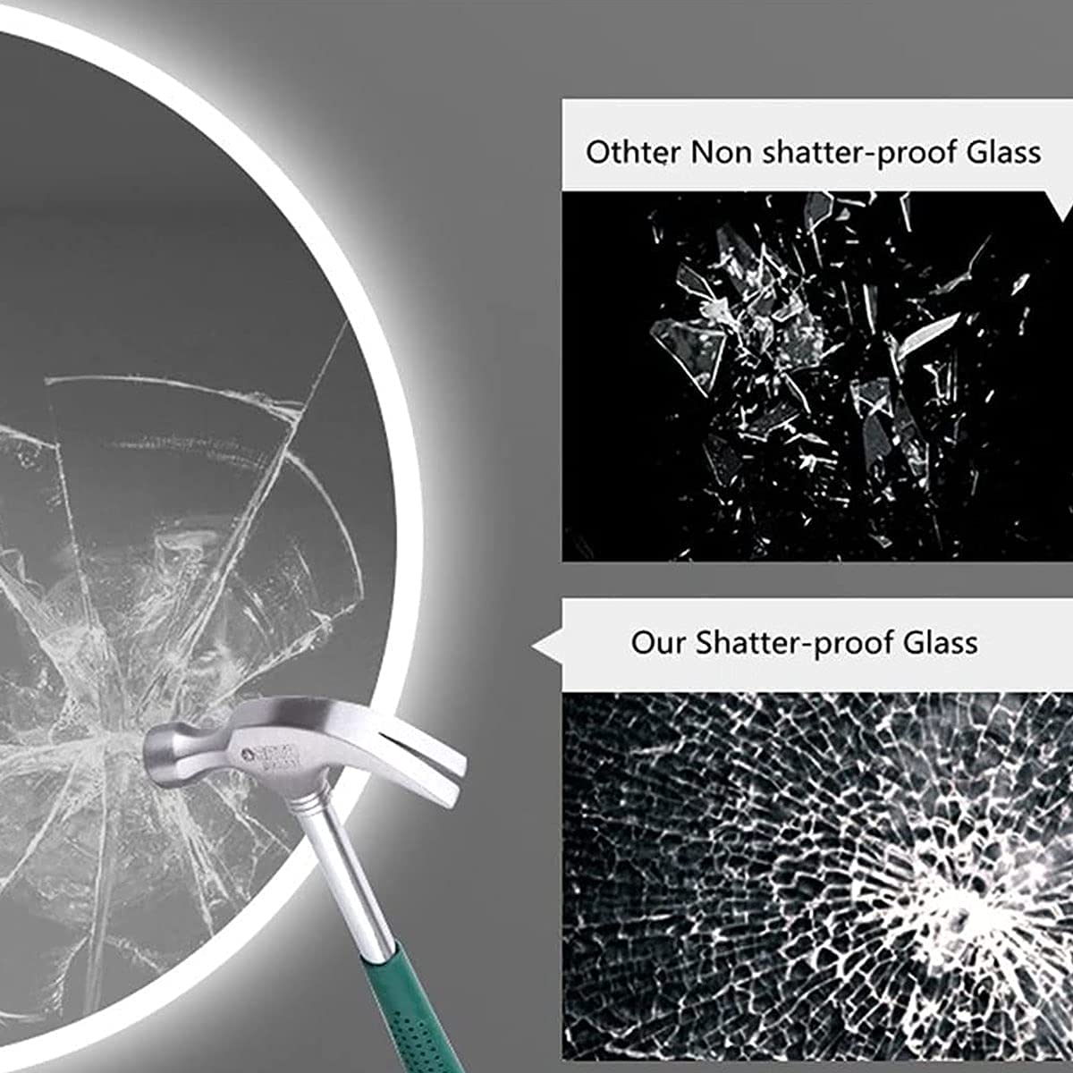Round LED Bathroom Mirror with Anti-Fog & Dimmable Lights - 28