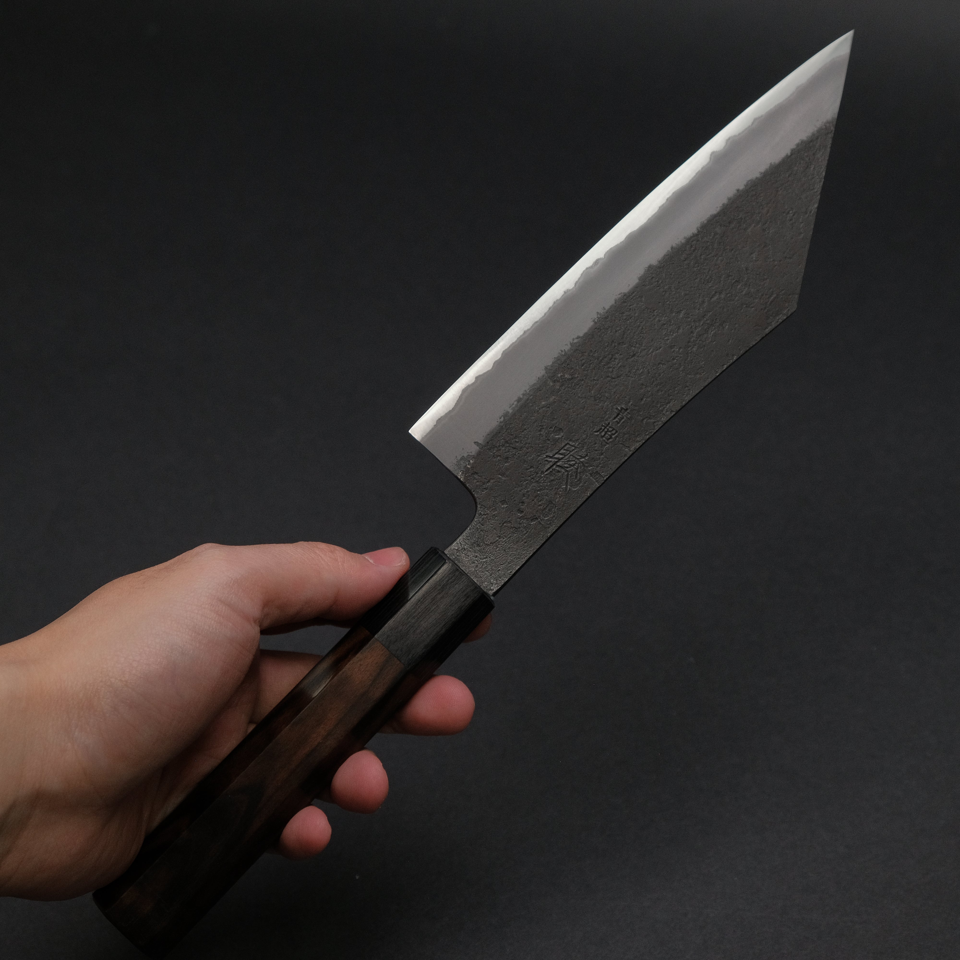 Premium Mutsumi Blue Super Kurouchi Nashiji Hakata 165mm Ebony Handle Japanese Chef Knife - Perfect for Sushi, Sashimi & Precision Vegetable Cutting