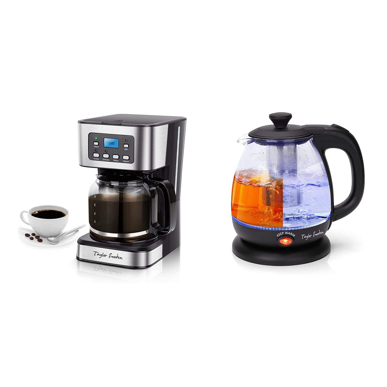 Taylor Swoden Programmable Coffee Maker & Electric Kettle with Tea Infuser - Smart Home Brewing System for Coffee, Tea & Hot Beverages - Perfect for Office, Kitchen & Dorm Use
