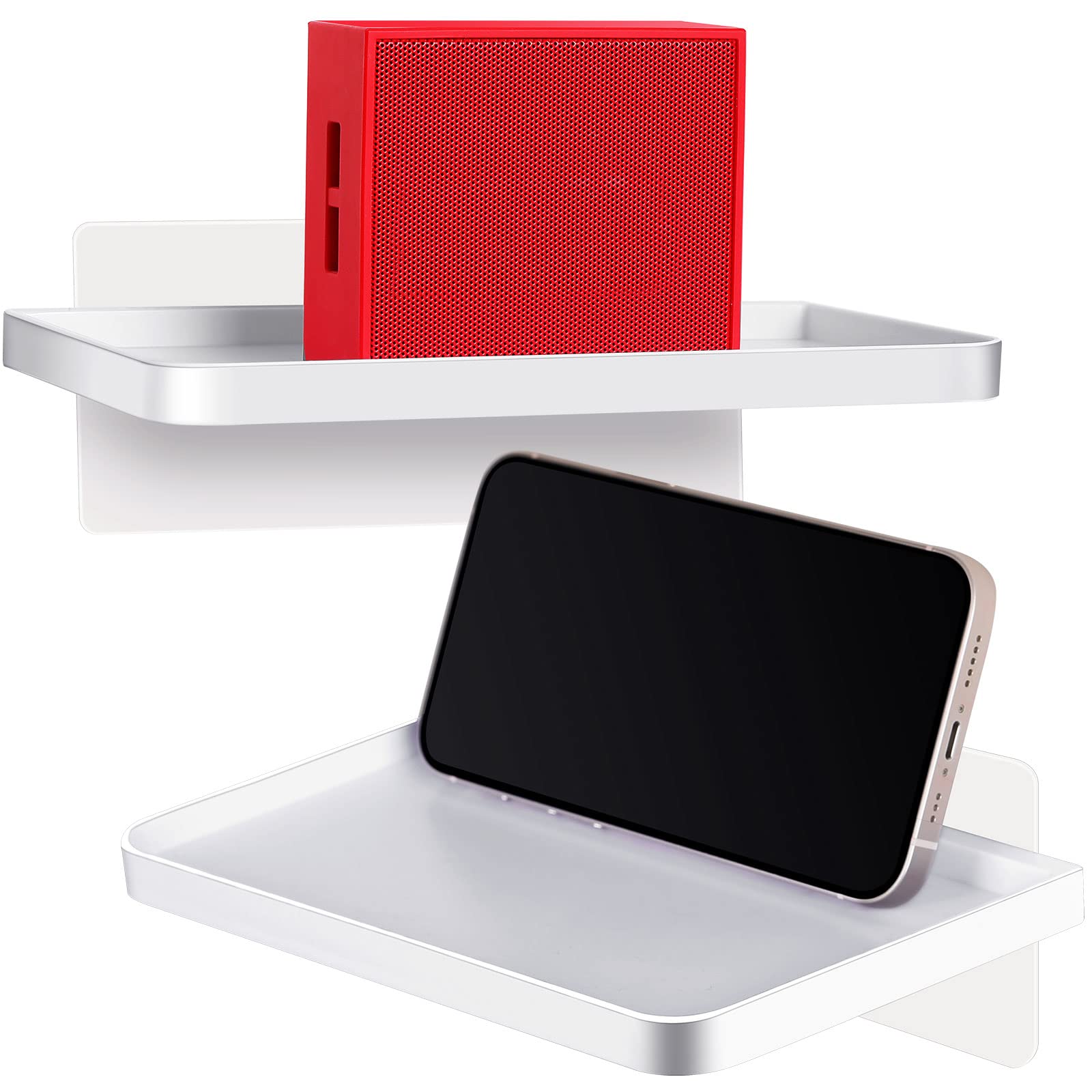 Chunful 2-Pack Adhesive Wall Phone Holder - Universal Shelf Stand for Smartphones - Bathroom & Kitchen Use