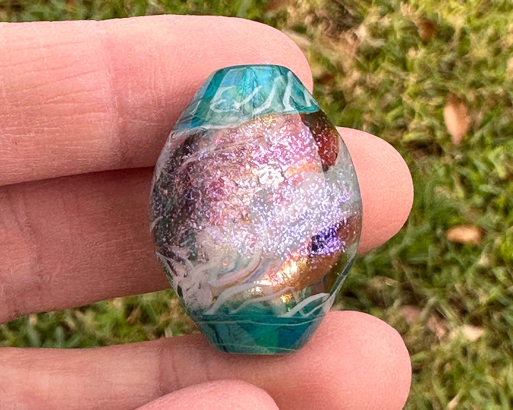 Handmade Blue Carousel Lampwork Glass Focal Bead - SRA Certified for Jewelry Making, DIY Crafts & Beading Projects - Perfect for Necklaces, Bracelets & Earrings