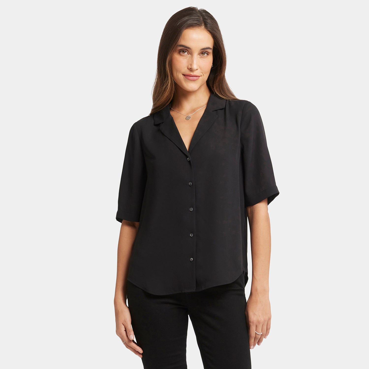 Gabrielle Women's Short Sleeve Blouse - Black Top for Casual Wear, Office & Date Night Outfits