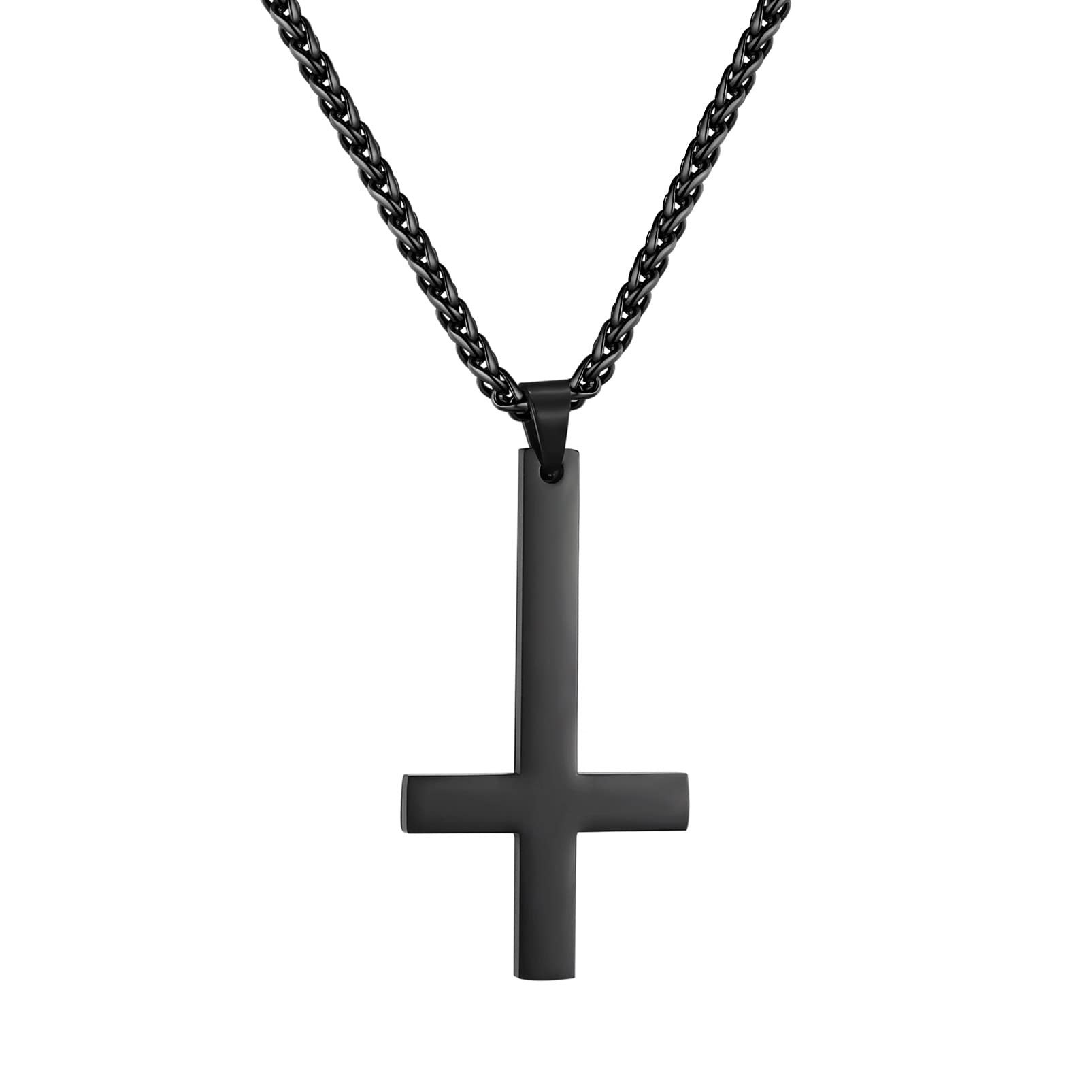 PROSTEEL Inverted Cross Necklace - 316L Stainless Steel/925 Silver Satanic Jewelry for Men & Women - Gothic Fashion Accessory