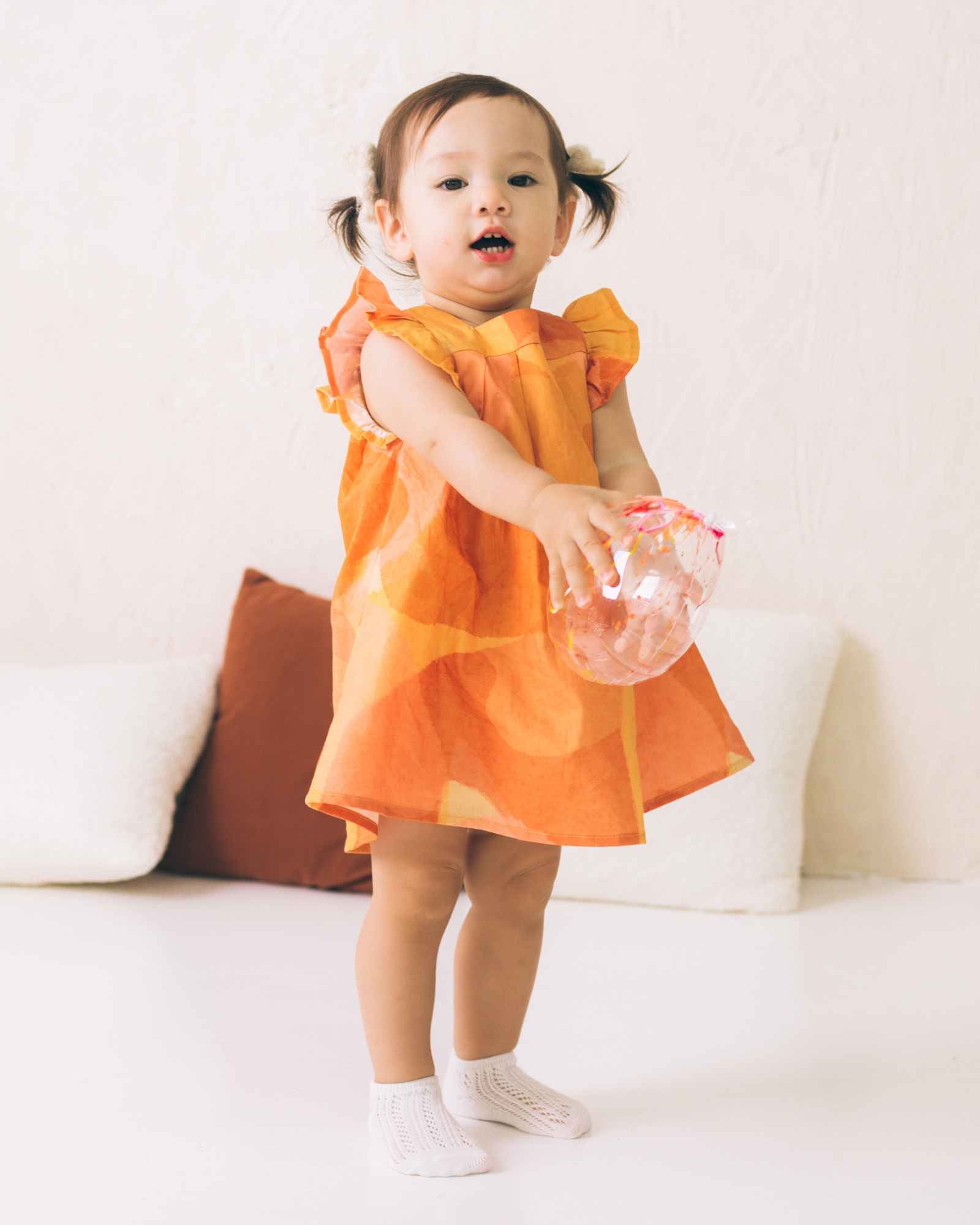 Golden Blossom Butterfly Baby Dress - Elegant Floral Infant Gown for Special Occasions, Photo Shoots & Birthday Parties | Soft & Comfortable Newborn Outfit