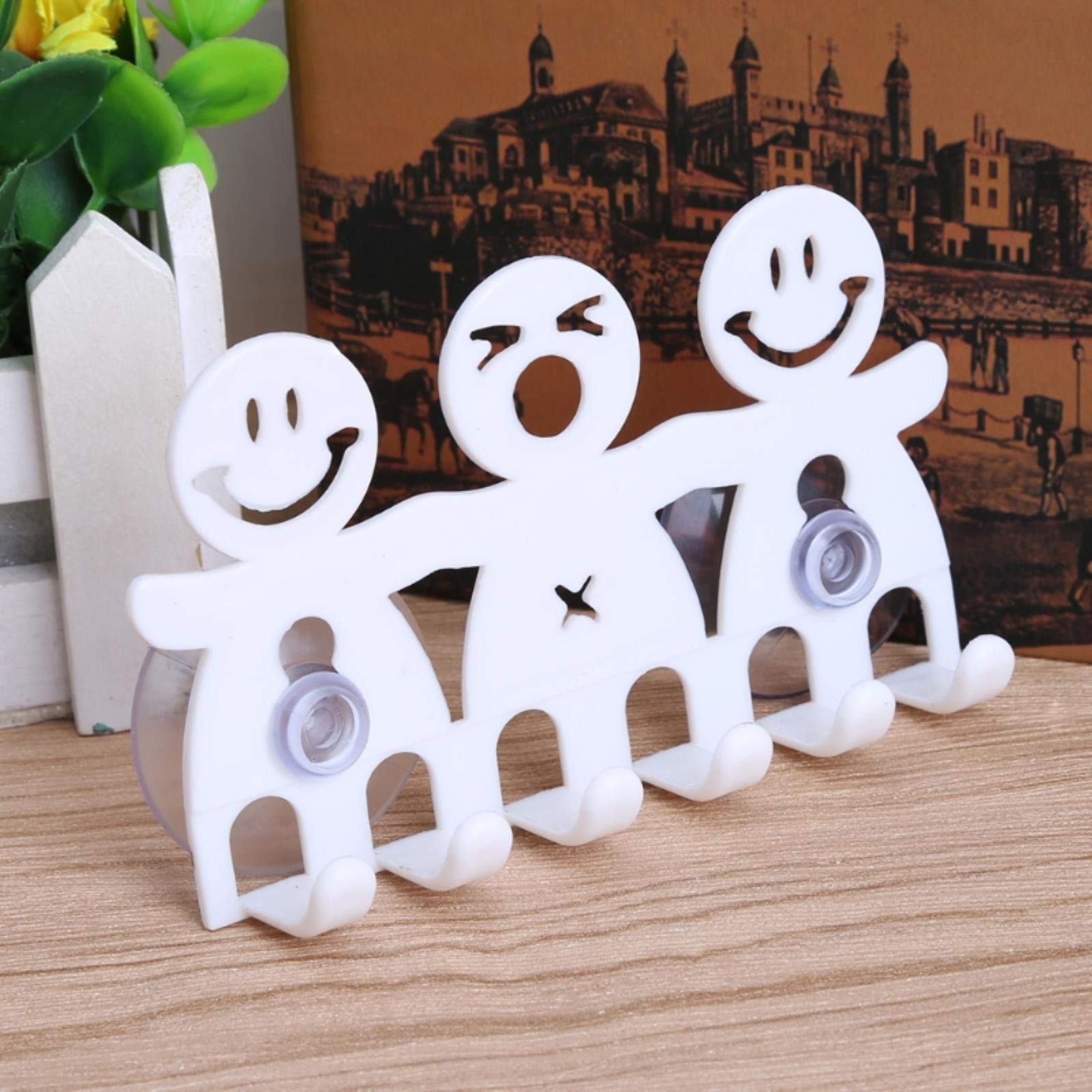 5-Pack Cute Cartoon Toothbrush Holder - Wall Mounted Suction Cup for Bathroom Organization