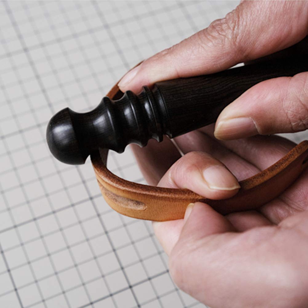 SPEEDWOX Professional Leather Edge Burnisher Tool - Round Head Wood Handle for Leather Crafting, DIY Projects & Shoe Repair - Perfect for Leatherworkers, Cobblers & DIY Enthusiasts