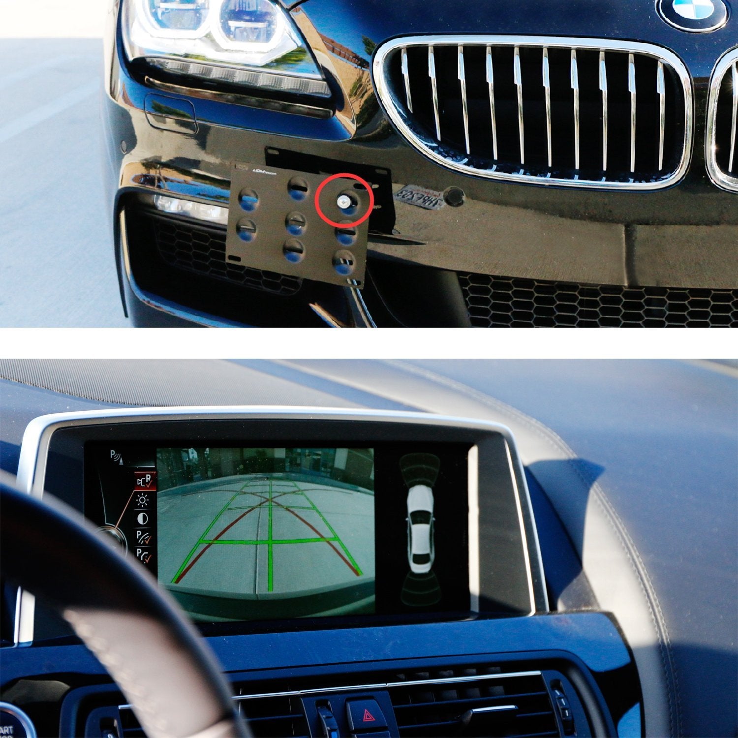 BMW 6 Series Front Bumper Tow Hook License Plate Mounting Bracket Holder (Fits 2011+ Models) - Easy Installation & Secure Fit for Street Parking & Car Shows