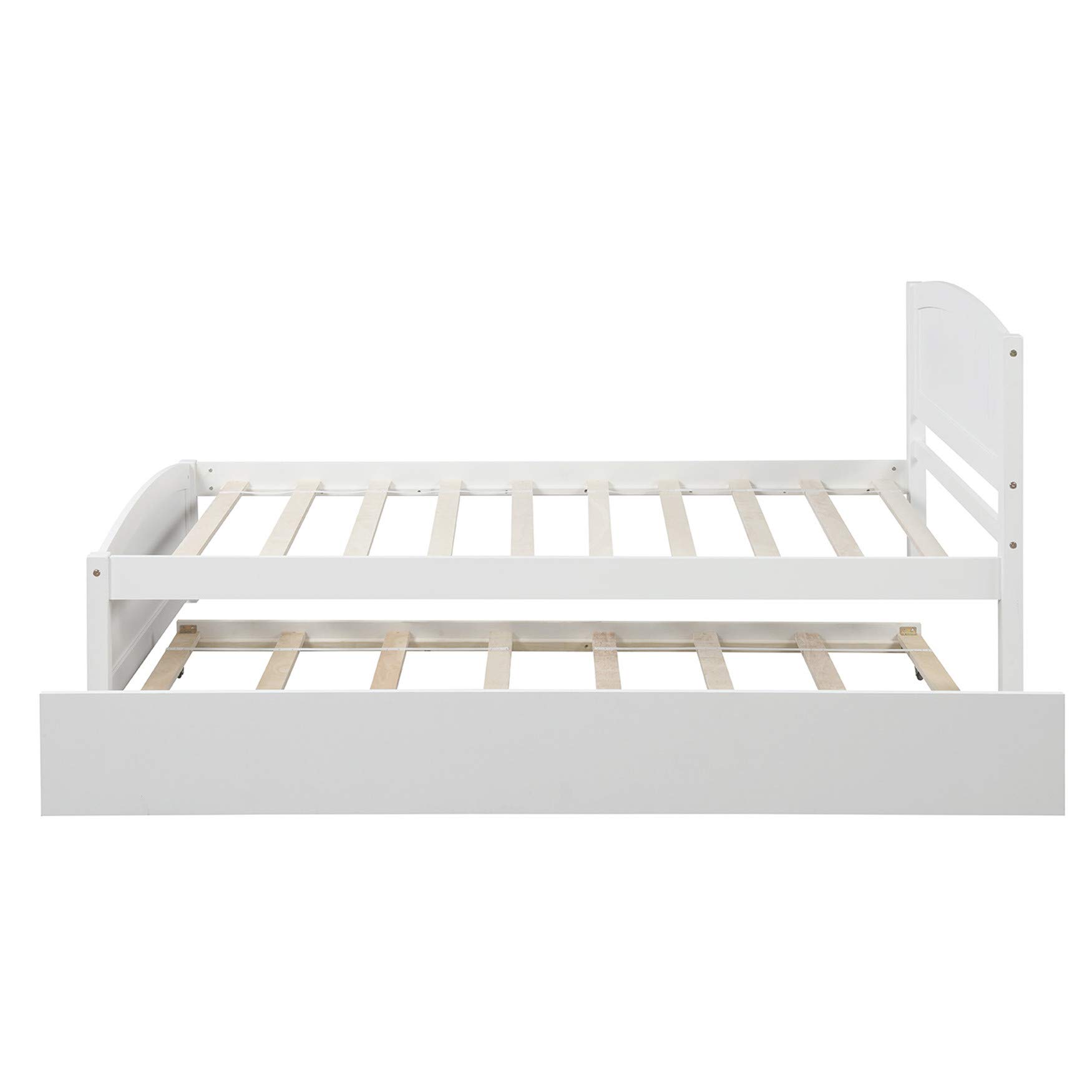Solid Wood Twin Platform Bed with Headboard & Trundle - Space-Saving for Small Bedrooms