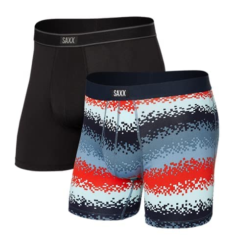 SAXX Men's Boxer Briefs with Built-in Pouch Support - Comfortable Breathable Underwear for Active Lifestyle (Pack of 2) - Perfect for Workout, Running, Travel & Everyday Wear