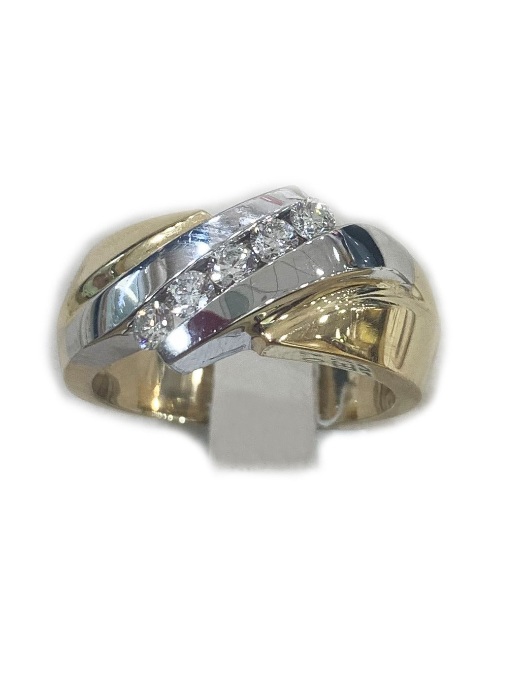 14K Two-Tone Men's Diamond Ring - Elegant Gold & Silver Wedding Band for Men, Perfect for Engagement, Anniversary & Special Occasions