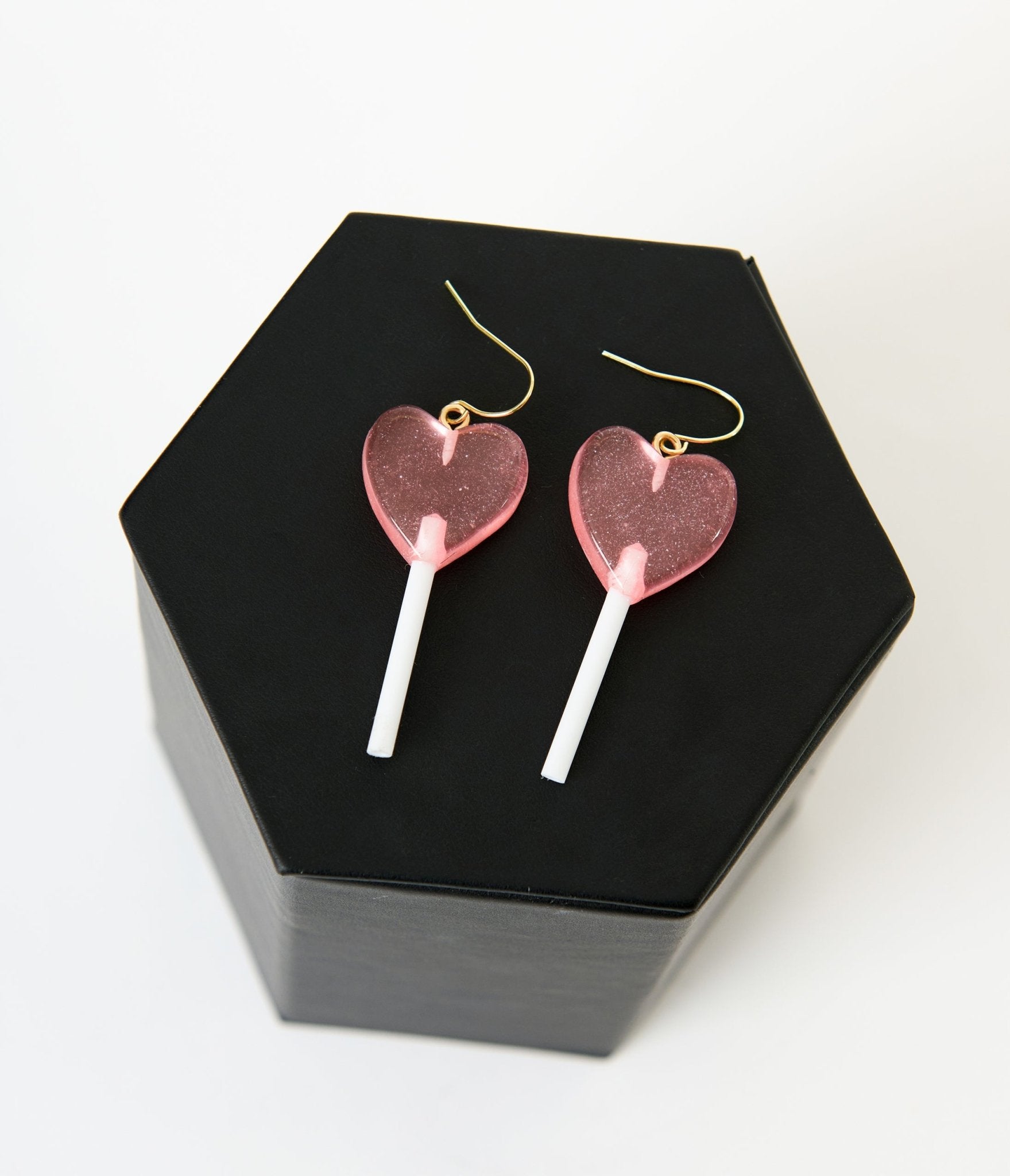 Sparkling Pink Heart Lollipop Dangle Earrings for Women - Valentine's Day Gift, Party Accessories, Sweet 16 Birthday, Prom Jewelry (Fashion Statement for Date Night & Girls Night Out)