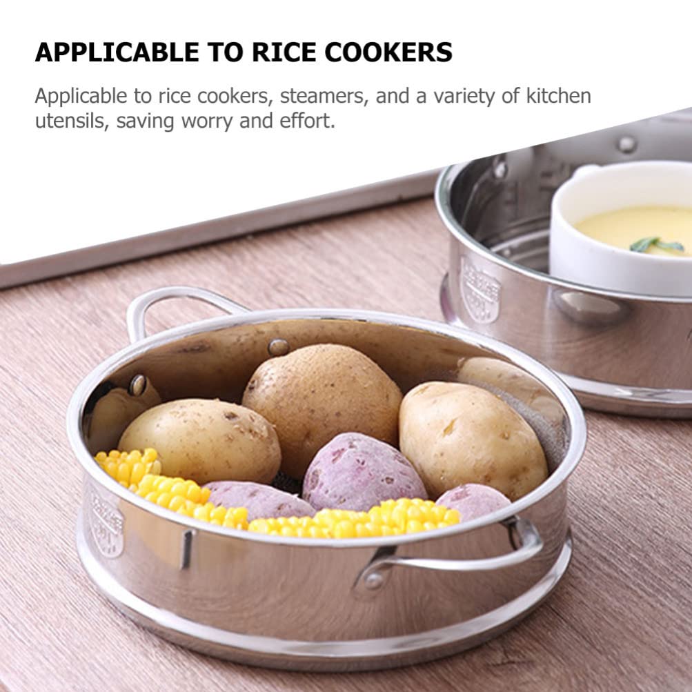 Angoily Double Ear Stainless Steel Food Steamer Pot with Lid - Multi-Functional Cooking Steaming Basket for Tamales, Vegetables & Dumplings - Perfect for Home Kitchens, Restaurants & Meal Prep