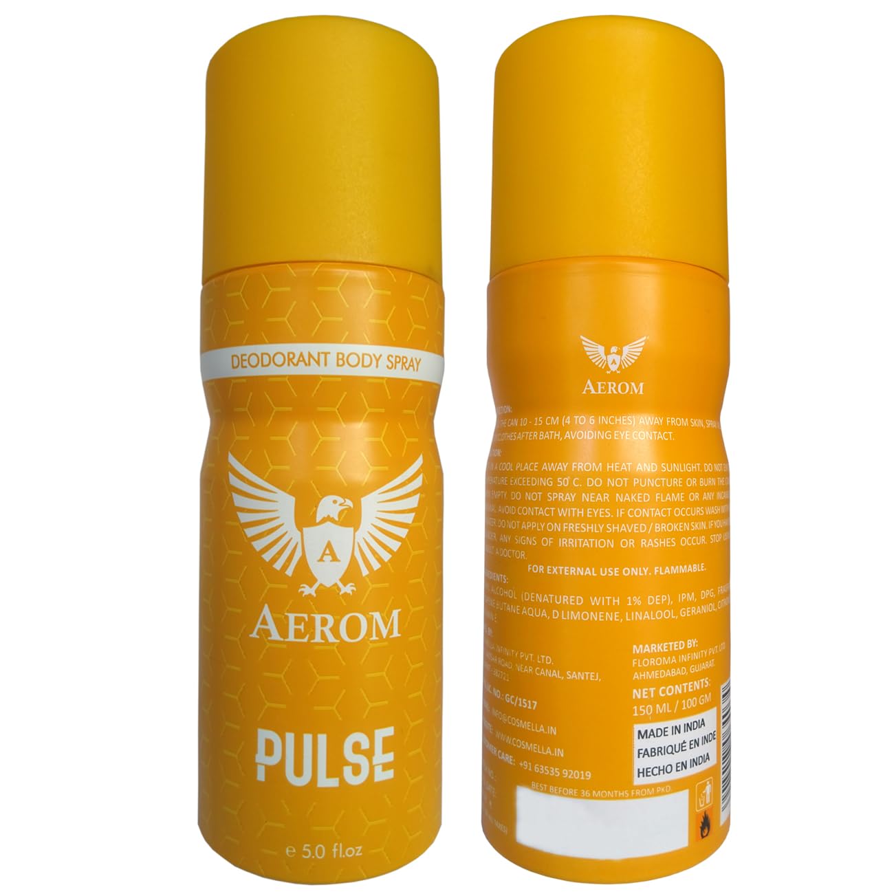 Aerom Pulse Deodorant Body Spray for Men & Women - 5.07 oz (150ml) - Long Lasting Freshness - Perfect for Gym, Work & Daily Use