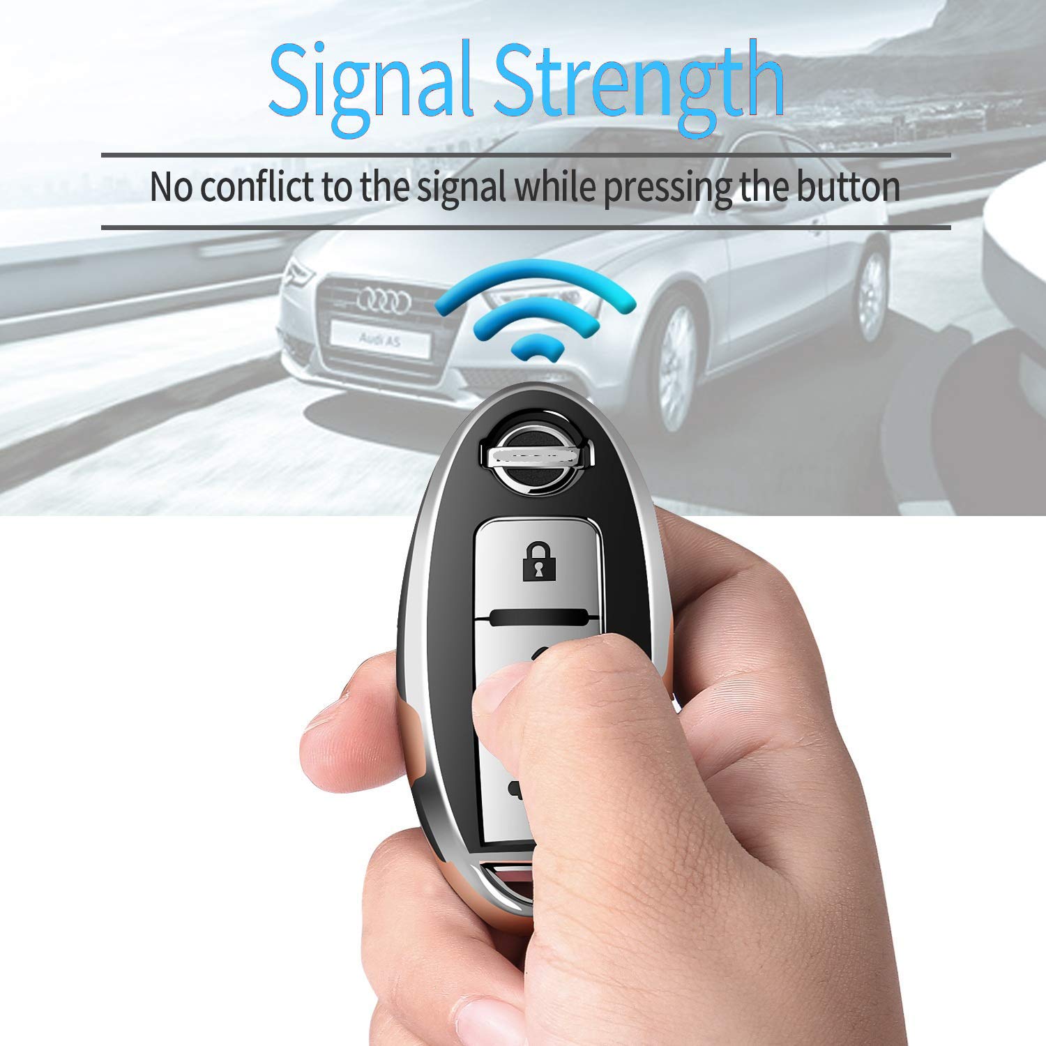 Premium Soft TPU Key Fob Cover for Nissan Pathfinder - Durable & Stylish Silver Protection | Perfect for Everyday Use & Car Key Organization