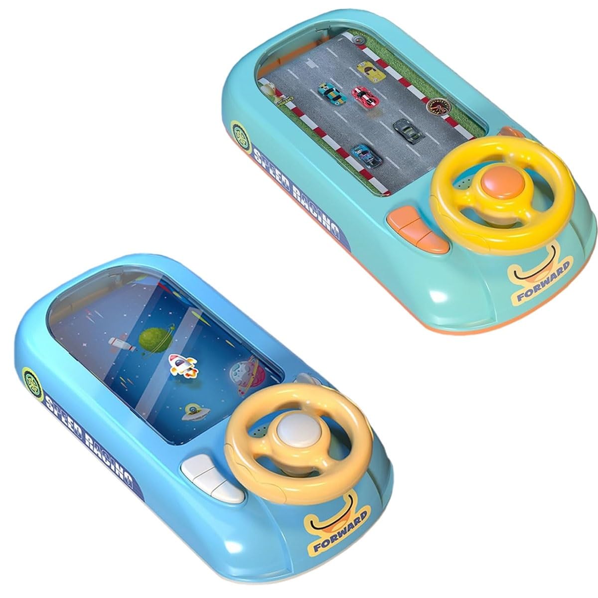 **Kids Steering Wheel Toy - Interactive Car Racing Adventure Toy for Toddlers 1-3, Fun Driving Game for Backseat Play (Blue & Green) – Perfect for Road Trips & Pretend Play**