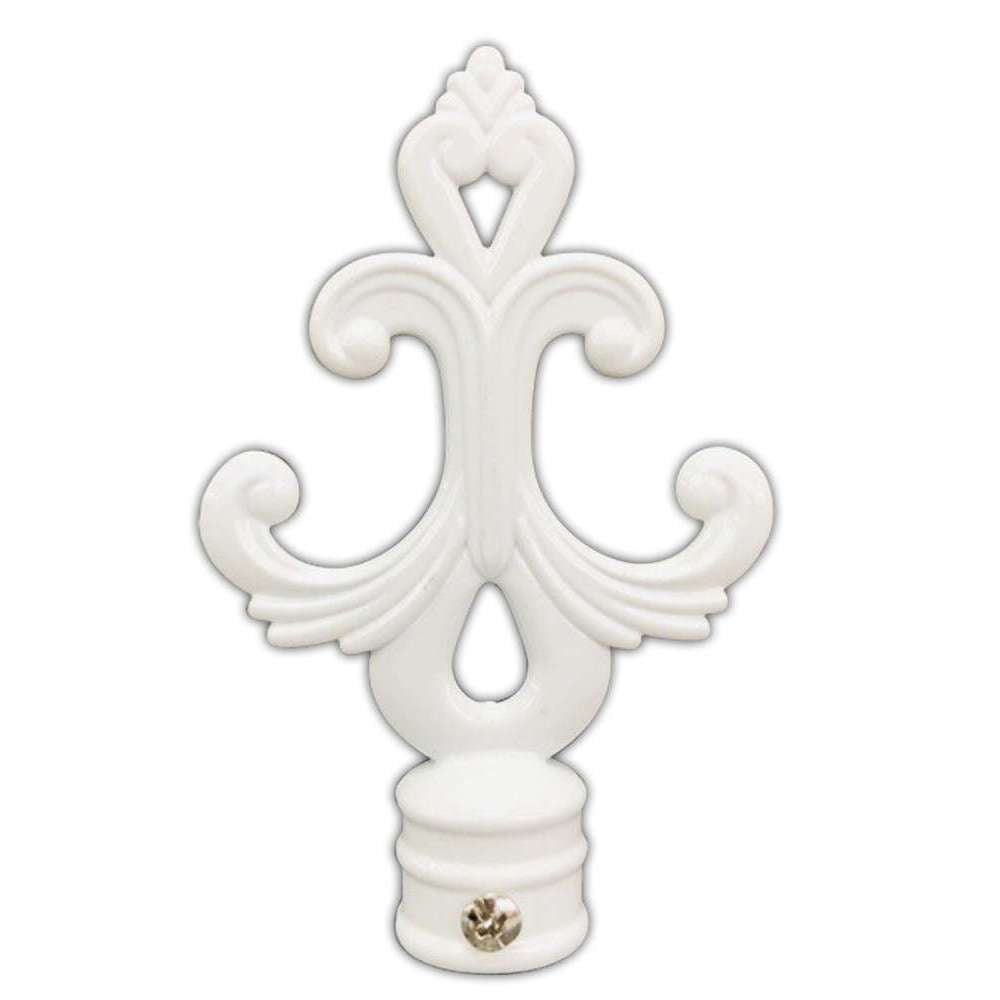 16mm White Curtain Finials - Set of 2 Elegant Drapery Rod End Caps for Living Room & Bedroom Window Decor