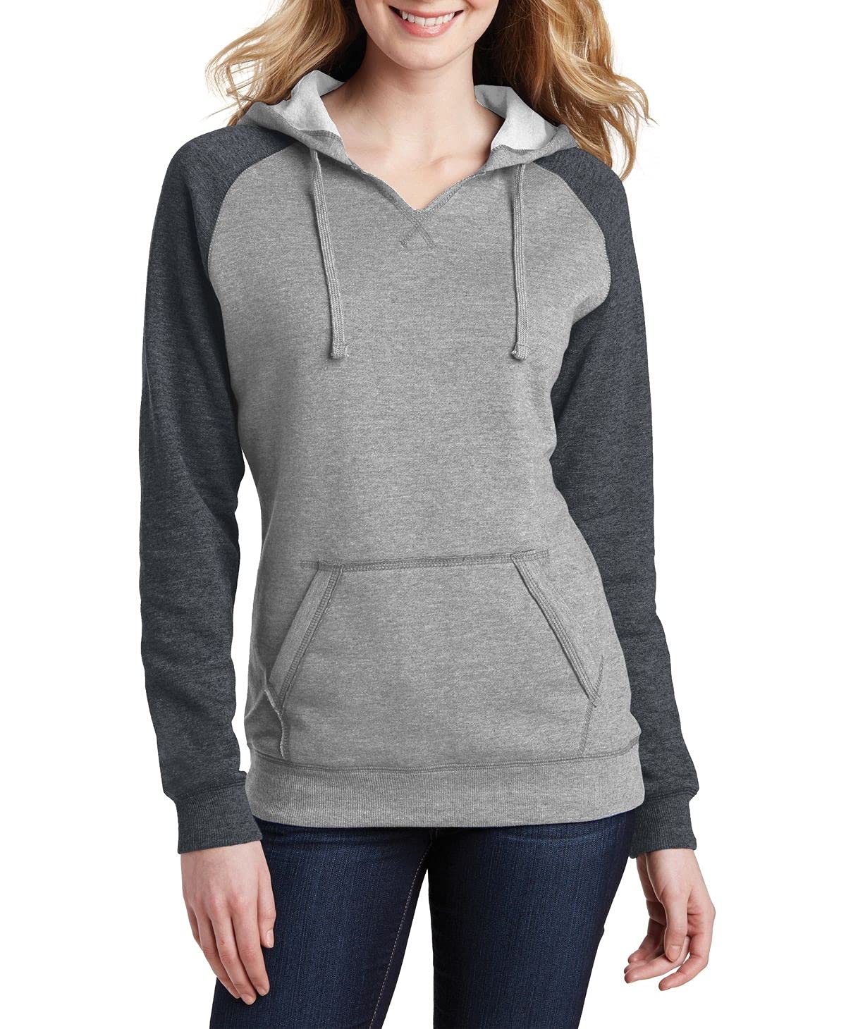 JustBlanks Women's Raglan Long-Sleeve Fleece Hoodie with Kangaroo Pocket & Drawstring - Cozy Pullover Sweatshirt for Casual Wear, Lounge & Outdoor Activities
