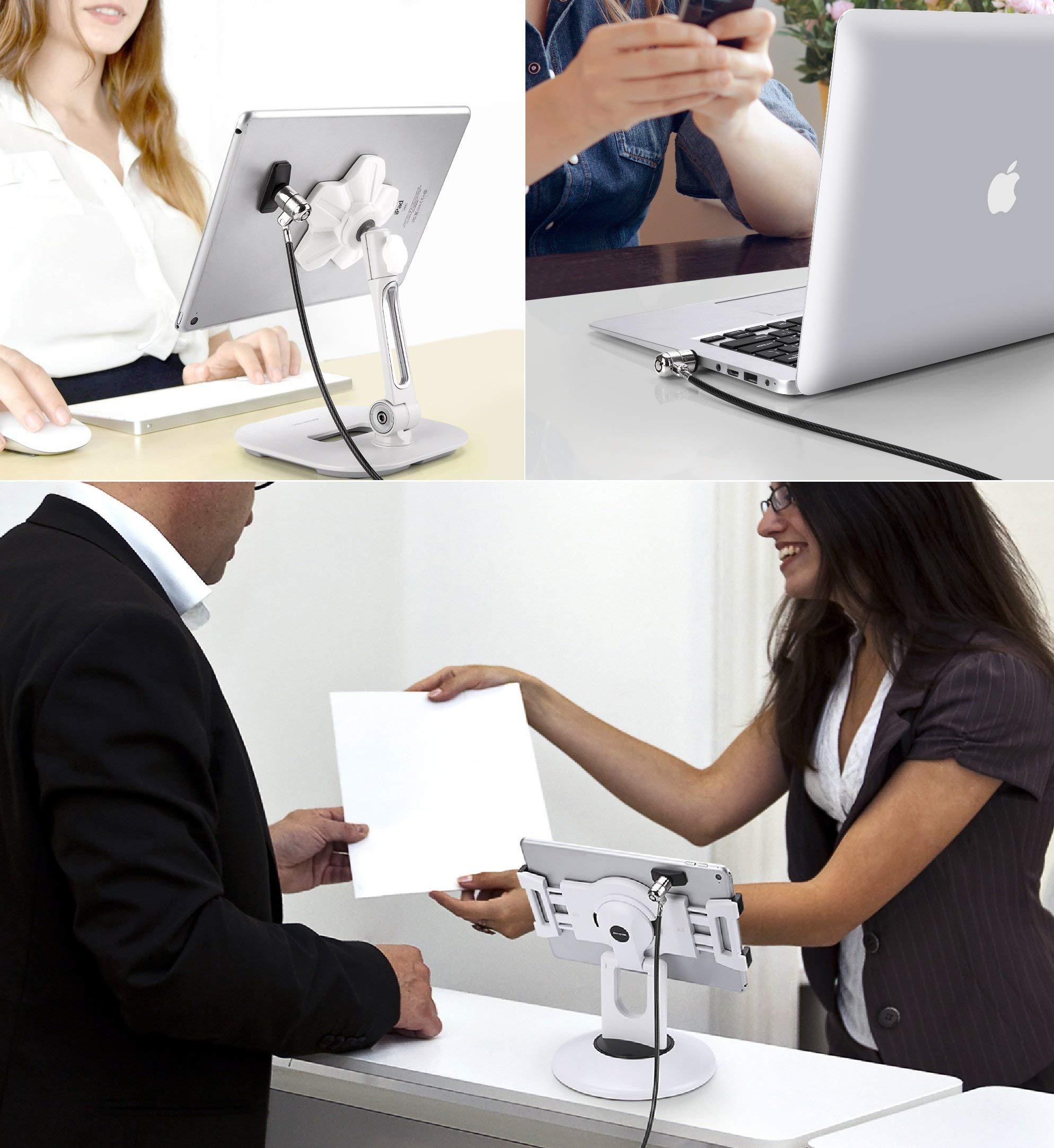 AboveTEK Business Kiosk Aluminum Tablet Stand - 360° Swivel Holder for 4-14