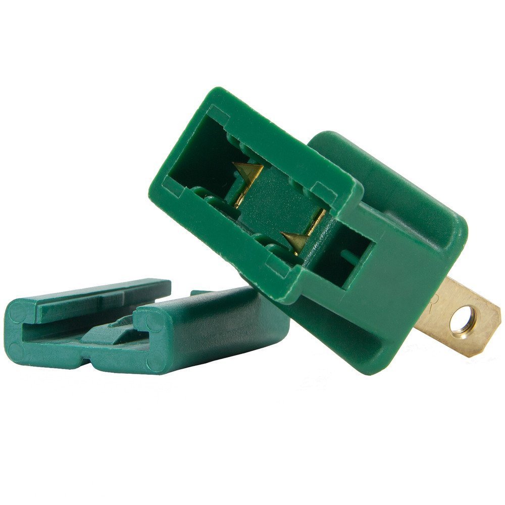 100 Pack Male Green Holiday Lighting Plugs - Slide-On, Vampire, Zip, Gilbert Plugs for 18 Gauge SPT-1 Wire | Perfect for Christmas Lights, Outdoor Decorations & DIY Electrical Projects