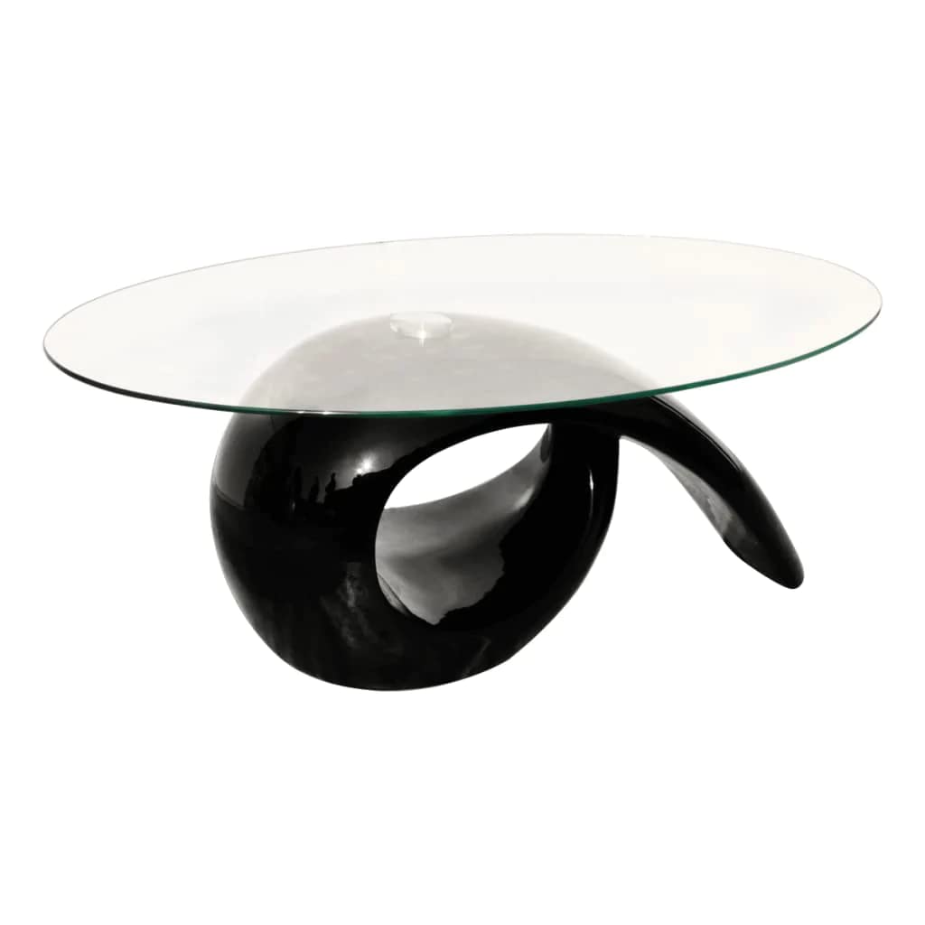 vidaXL Oval Glass Top Coffee Table - High Gloss Black or White Finish for Living Room, Lounge & Office Decor